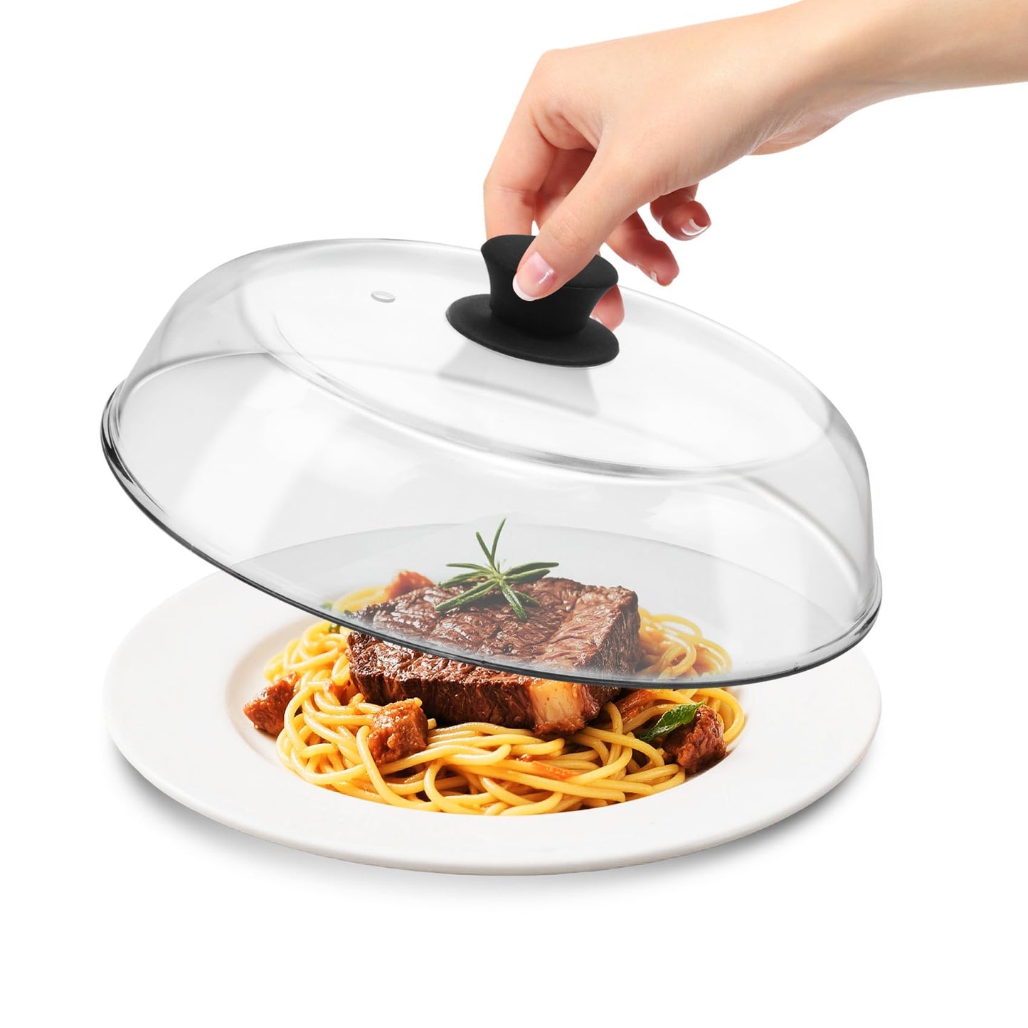 10in Glass Microwave Splatter Cover for Food, 10in Glass Microwave Cover for Food, Microwave Plate Lid with Vent Holes & Easy-Grip Handle, Dishwasher Safe, No Plastic, Food Grade,