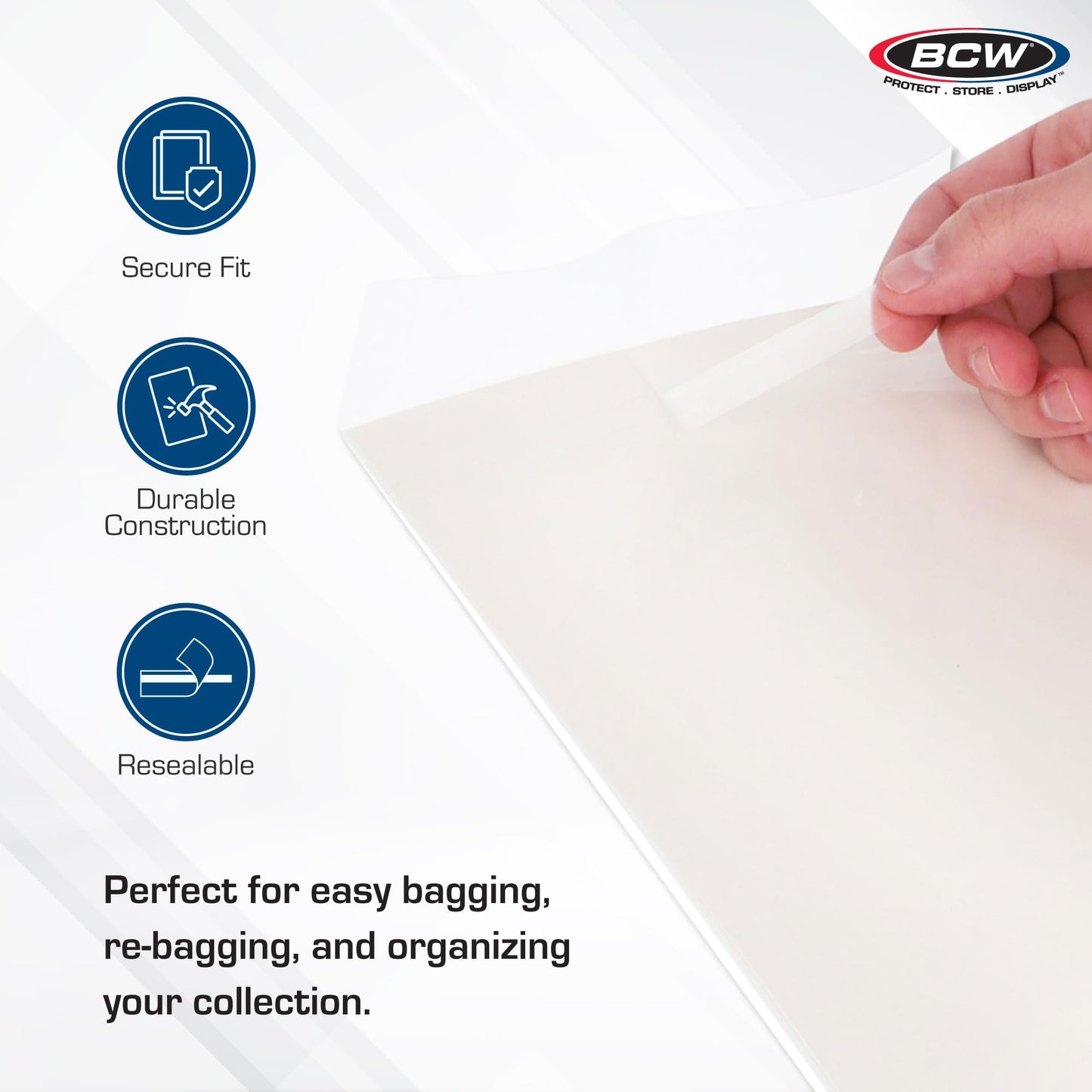 BCW Current Resealable Comic Bags & Boards | Preloaded Sleeves & Backer Boards for Modern Comics (100 Pack)