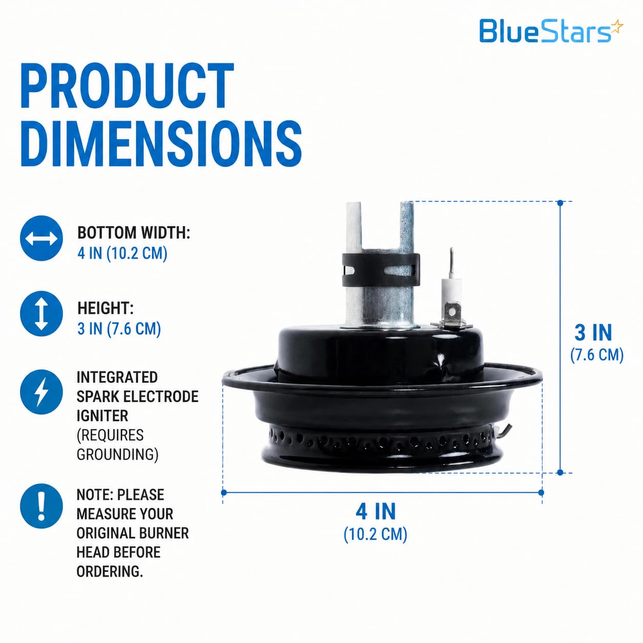 BlueStars Ultra Durable 3412D024-09 Gas Range Sealed Burner Head & Igniter Assembly Replacement – Compatible with Magic Chef & Maytag Ranges - Replaces 12500050 3412D018-09 - Pack of 4