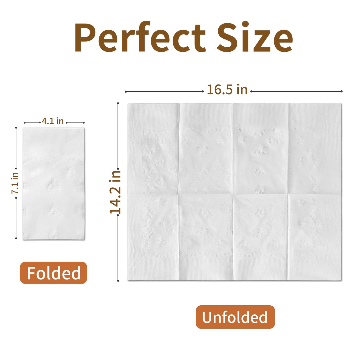 JOWLOT Disposable Napkins, 2-Ply 1200 Count Paper Dinner Napkins, White Napkins Bulk for Wedding Party Bathroom and Everyday Use (16.5” x 14.2”)