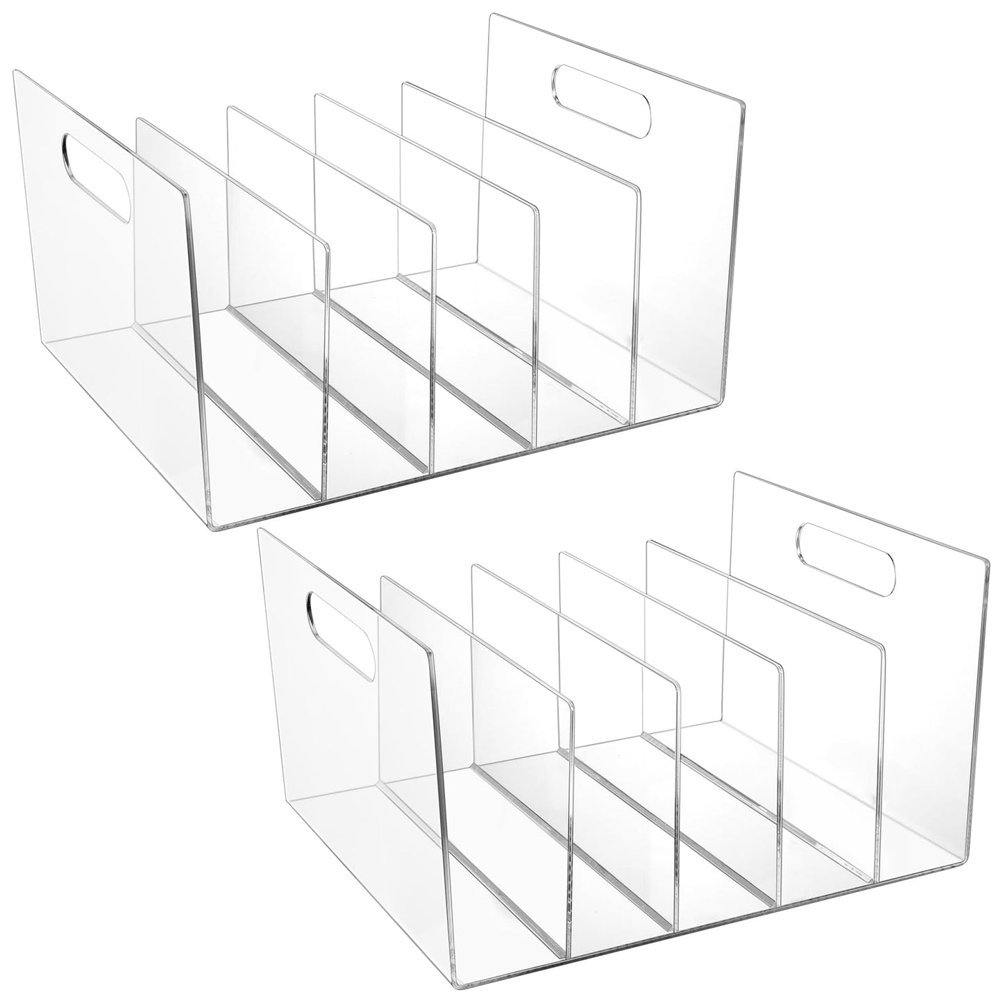 Affrolling 2 Pcs Acrylic File Organizer 5 Slots Clear Desktop File Collator Sturdy Acrylic File Folder Holder for Mail Letter Paper Document Office Home