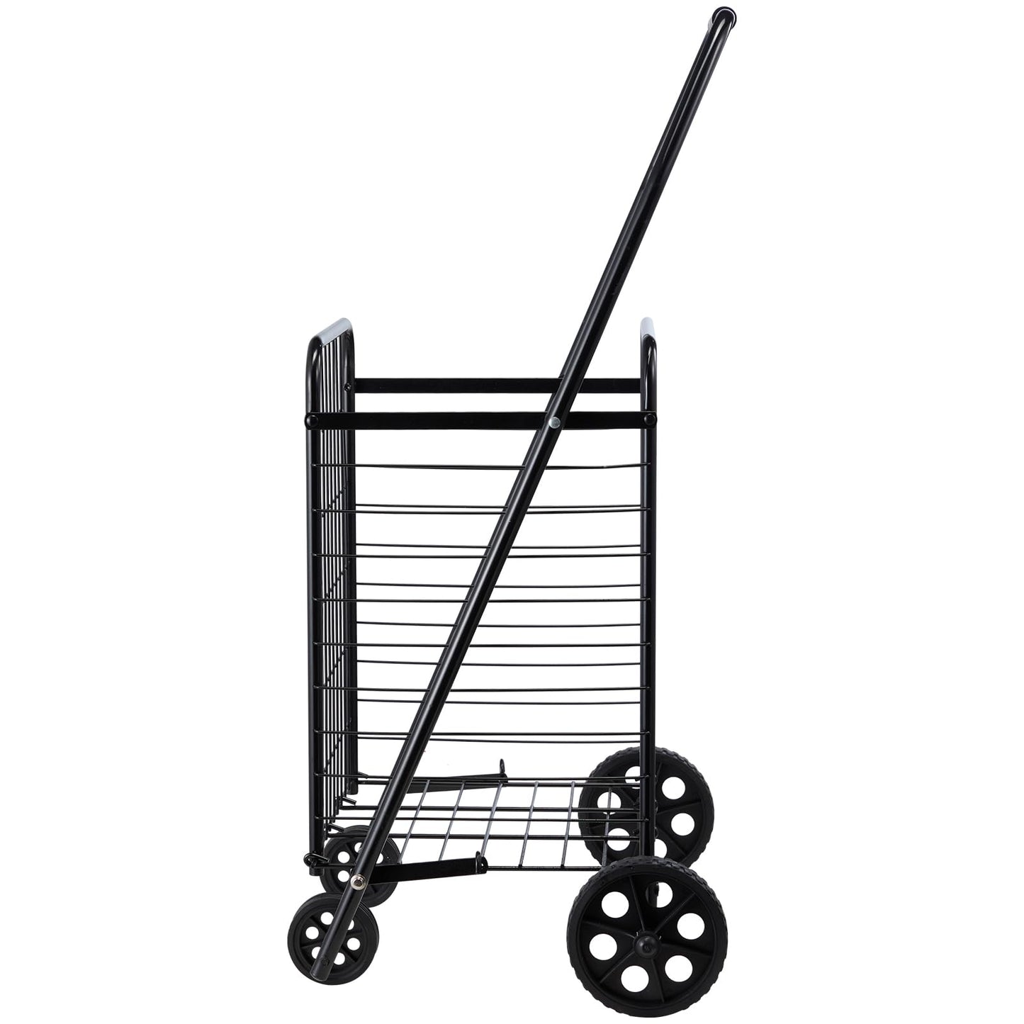 VEVOR Shopping Cart, Folding Grocery Utility Cart with Swivel Wheels, 90 LBS Large Load Capacity, Heavy Duty Rolling Laundry Basket Butler for Laundry, Shopping, Camping, Grocery, Luggage, Black