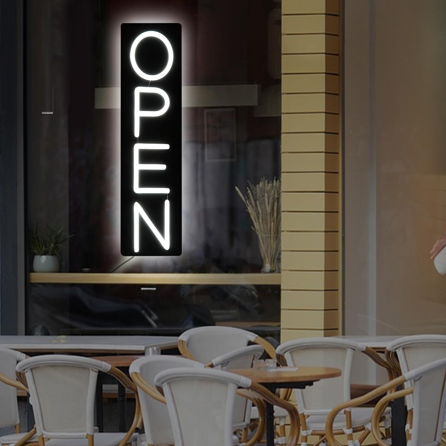 Open Signs for Business 12V/2A Ultra Bright LED Neon Open Sign 16 Inch Lighted Open Sign Electric Light Up Open Sign for Business Storefront Window Glass Door Retail Shop Store Bar Salon Restaurant,Vertical White
