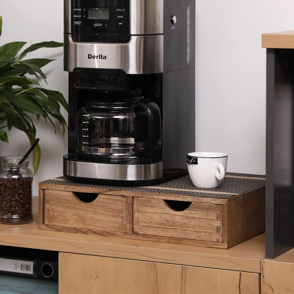 DDYURI Coffee Pods Storage Drawer Holder for Capsules - Multi Functional Desk Organizer Drawers For K cups Coffee Maker Brew - Kitchen Mini Wooden Box Chest Sideboard Counter Organization CF1D2C Dark