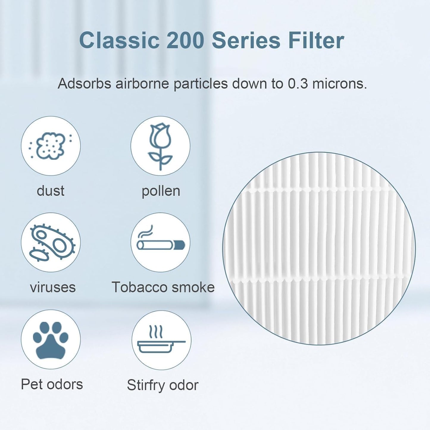 NXBHG 2 Pack Classic 200 Series Particle Filter Compatible with Blueair Classic 280i, 203, 203 Slim, 205, 270E, 270E Slim Air Puri-Fier, Filter and Combination Particle Carbon Replacement Filter