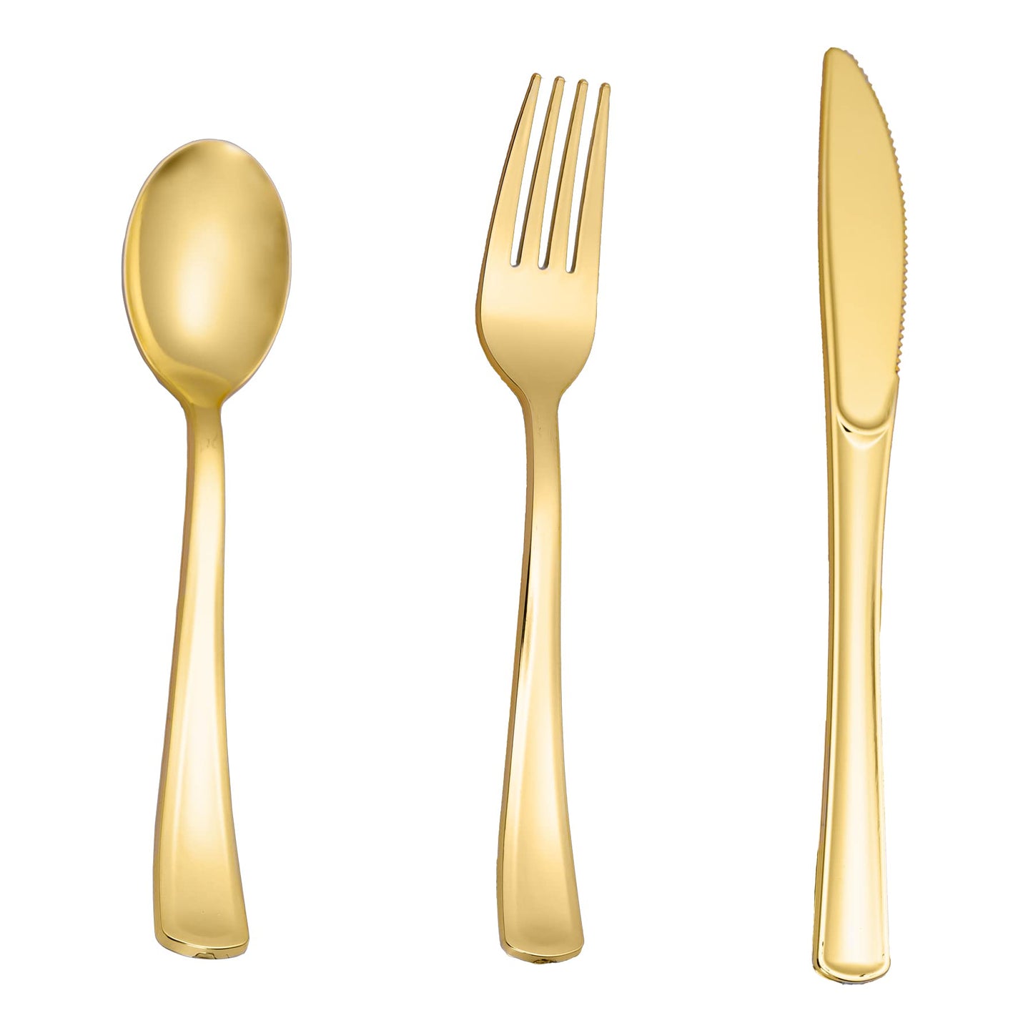 N9R 500PCS Gold Plastic Silverware - Gold Plastic Cutlery Set Disposable Flatware Dinnerware -200 Forks, 150 Spoons, 150 Knives for Party, Birthday, Wedding Utensils