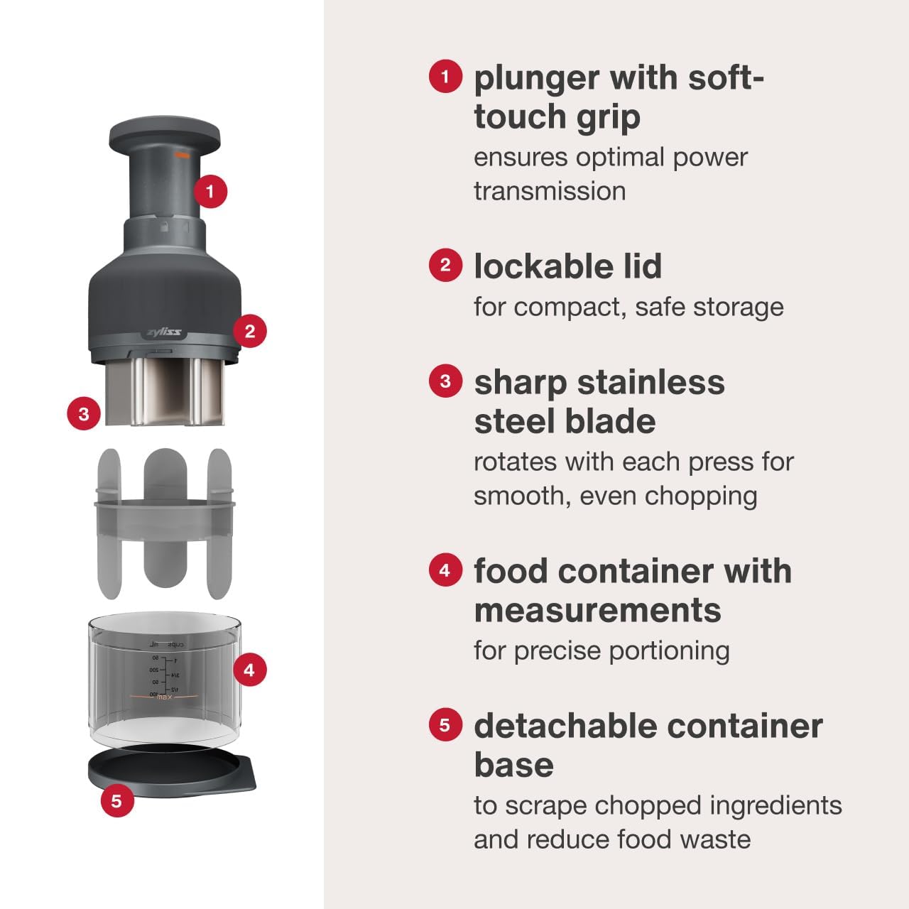 Zyliss Zick Zick Classic Food Chopper - Convenient for Easy, Healthy Meal Prep - Manual Vegetable Chopper with Stainless Steel Blades - Compact & Dishwasher Safe - Zick Zick 3.0