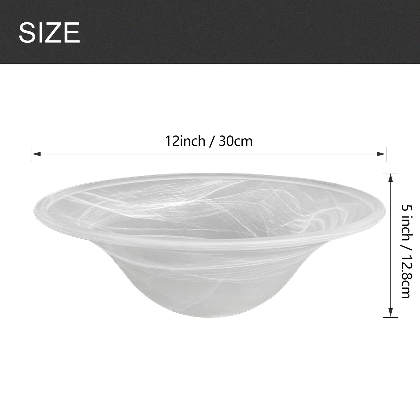 Antique Glass Lamp Shade for Floor lamp, Alabaster Torchiere Lamp Shade Replacement, Floor Lamp Replacement Parts (White Alabaster, 12'')