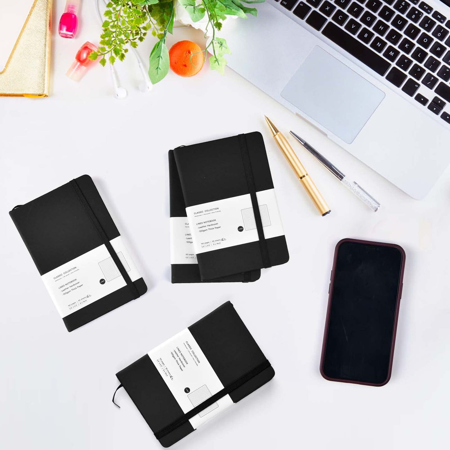 Coopay 12 Pack Pocket Notebook Journals Bulk, 3.5" x 5.5", 160 Lined Pages, A6 Mini Notepad Hardcover leather Journal with 100GSM Thick Paper, Small Notebooks for Writing Work Men Women (Black)