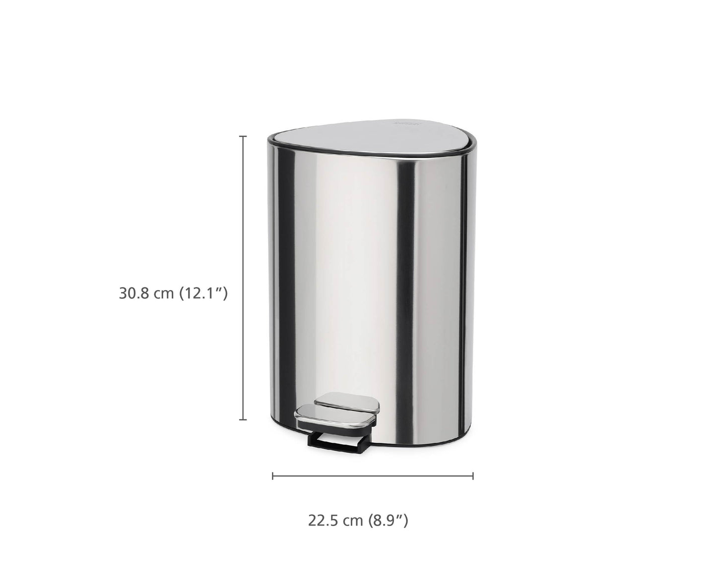 Joseph Joseph EasyStore Luxe Stainless Steel 5 Liter Pedal/1.3 Gallon Trash Can with Bin Liner Storage, Soft-Close Lid, Removable Inner Bucket, for Bathroom, Bedroom, Office