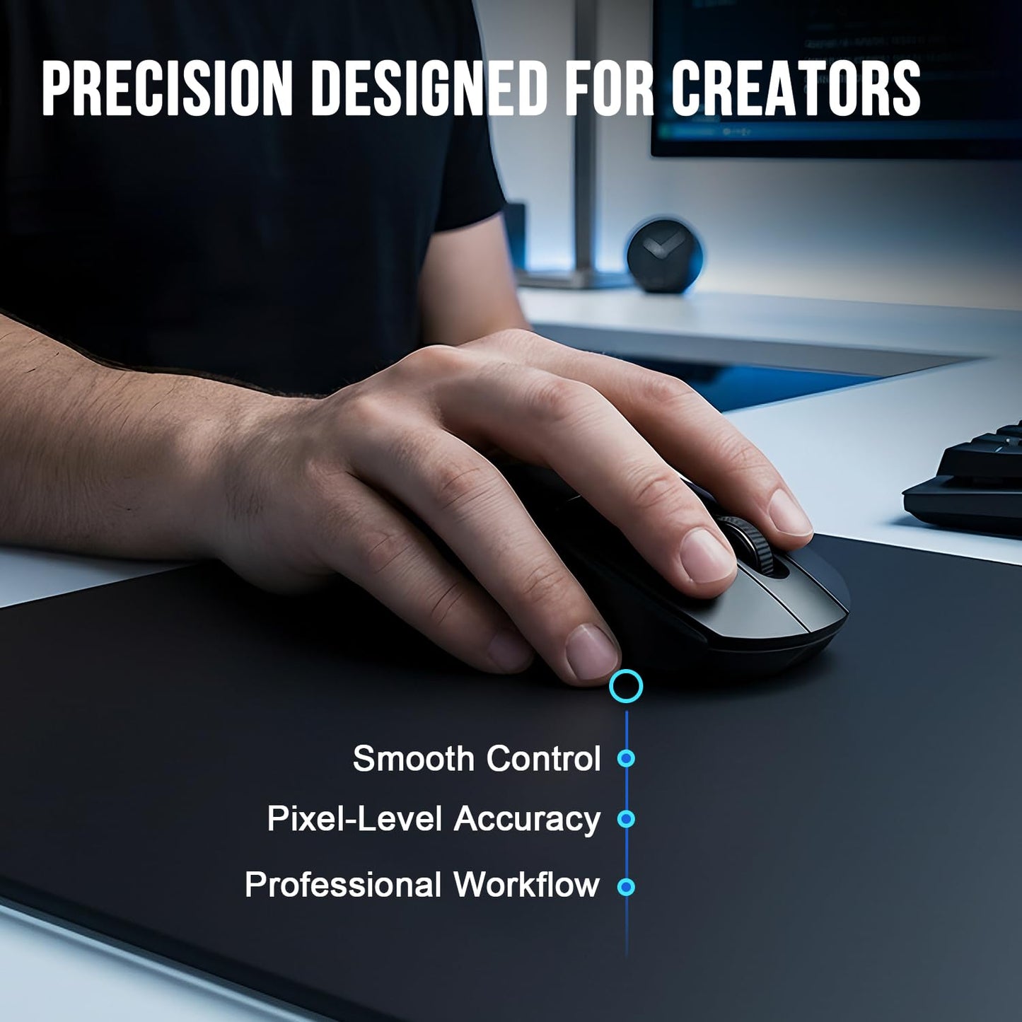 YOGARS Tempered Glass Gaming Mouse Pad, Ultra-Smooth Micro-Etched Surface Speed & Control, Large 19.7"x15.7" Anti-Slip Base, Easy Clean Scratch Resistant for Esports and Work (Black)