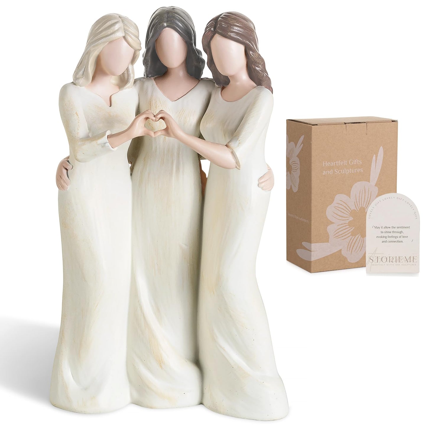 Storieme Friend Birthday Gifts for Women: Unique 3 Sisters Friendship Resin Figurines Statue - Trio Sisters Gift from Sisters - Special Christmas Friendship Day Present for Besties Female