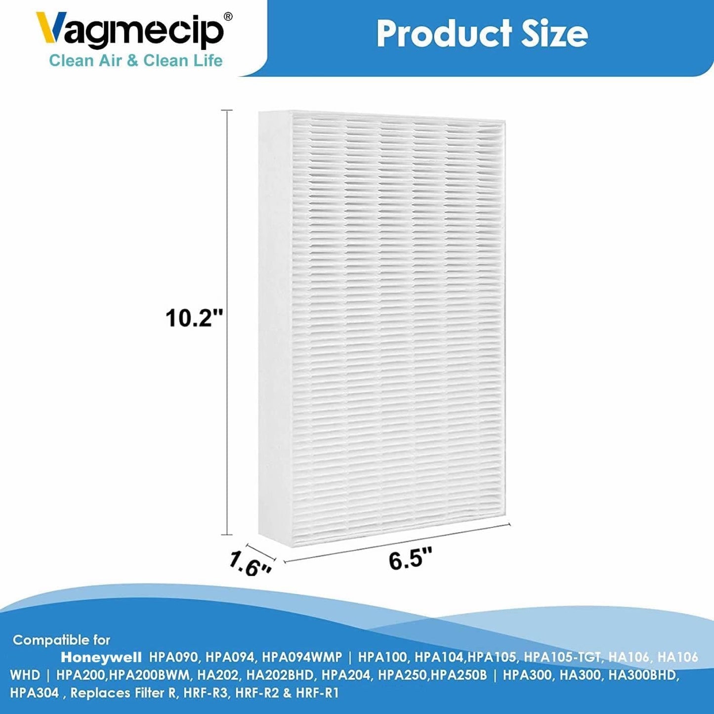 6 Pack HPA300 HEPA Filter Replacement for Honeywell Air Purifiers HPA300 Series, HPA300, HPA304, HPA8350, HPA300VP, HPA3300b, HPA5300, Replace HRF-R3, Pack of 6 HEPA R and 10 Pre filters A HRF-AP1