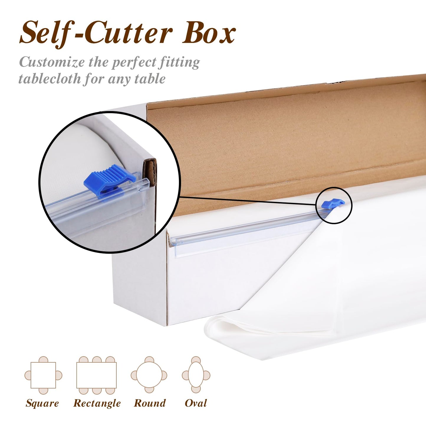 Goodluck 54 Inch X 300 Feet Plastic Table Cloths with Cutter Box, White Disposable Table Cover Roll, Plastic Tablecloth for Party, Banquet, Wedding, Birthday, Anniversary