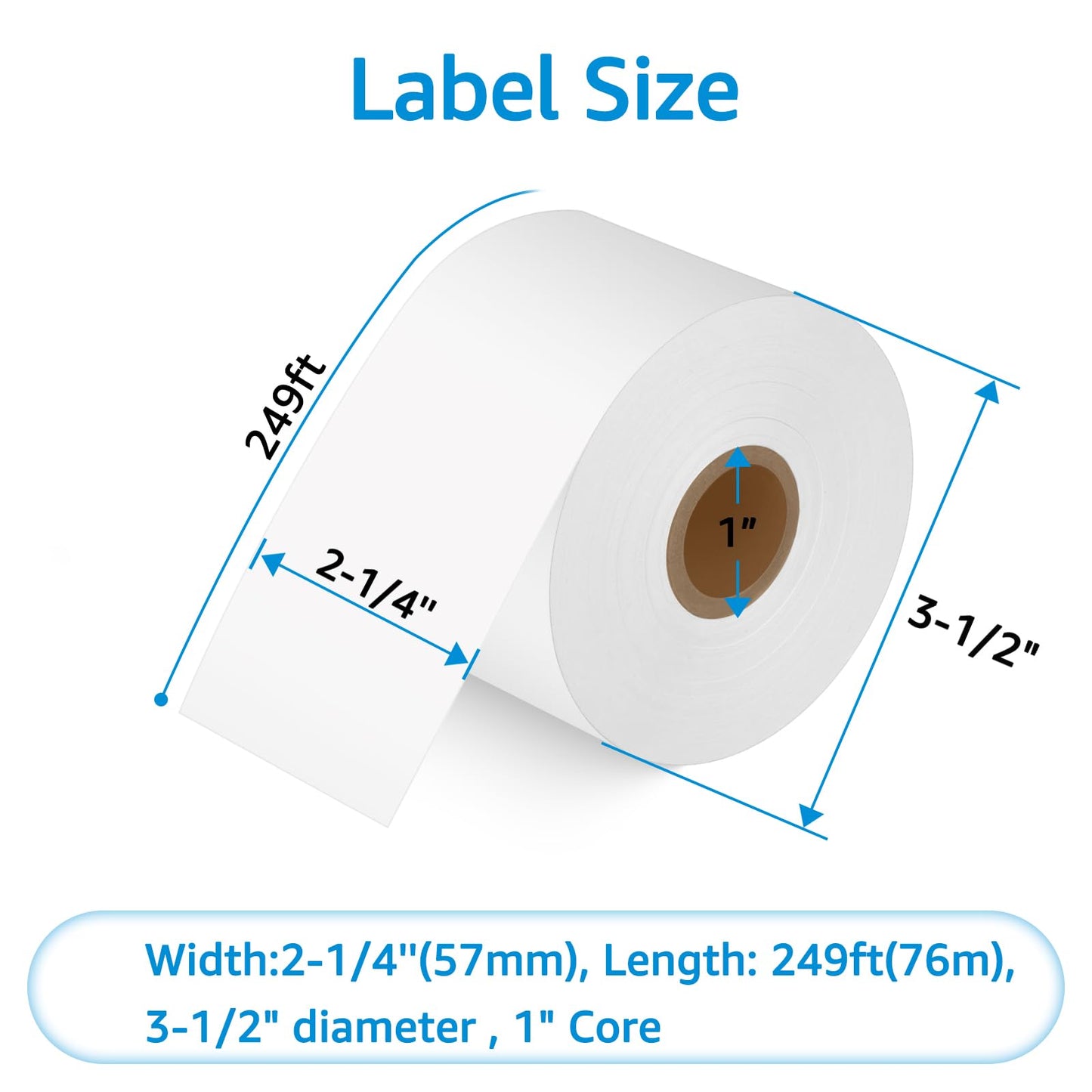 GREENCYCLE 5 Roll Compatible for Dymo 30270 2-1/4" x 250' Cash Register POS Receipt Paper Rolls LW Continuous White Labels Used for Zebra LabelWriter 450, 450 Turbo, 4XL, NOT FIT 550 & 5XL