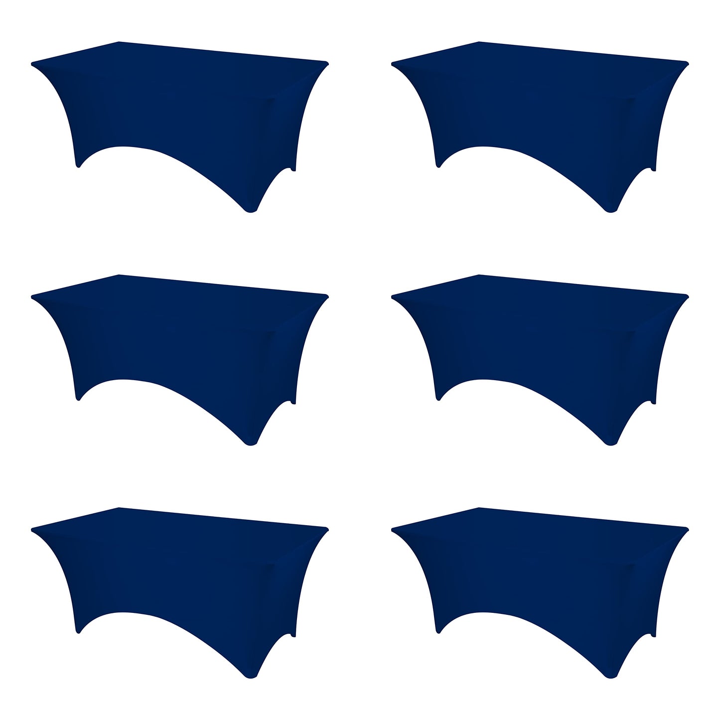 BRILLMAX 6 Pack Navy Blue Spandex Table Covers for 6 Ft Rectangle Tables - 180 GSM Thick Stretch Tablecloth Fitted, Reinforced Foot Pockets, Wrinkle Free Cloth for Wedding Banquet Party Trade Show