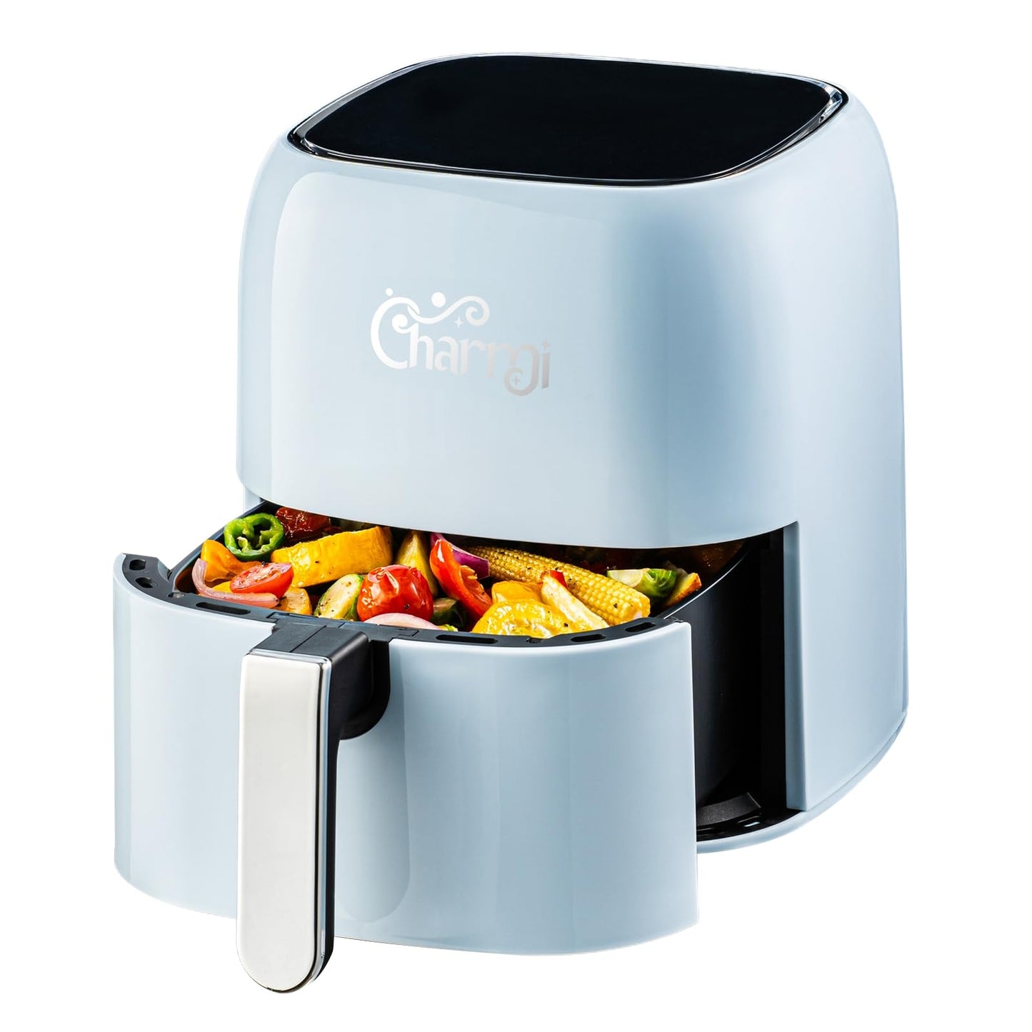 Charmi 5QT Air Fryer – Beautiful Retro Design, Stylish Countertop Look, Safe Auto Shutoff, Digital Touchscreen, 8 Cooking Presets, Digital Recipes Included (Pastel Blue)