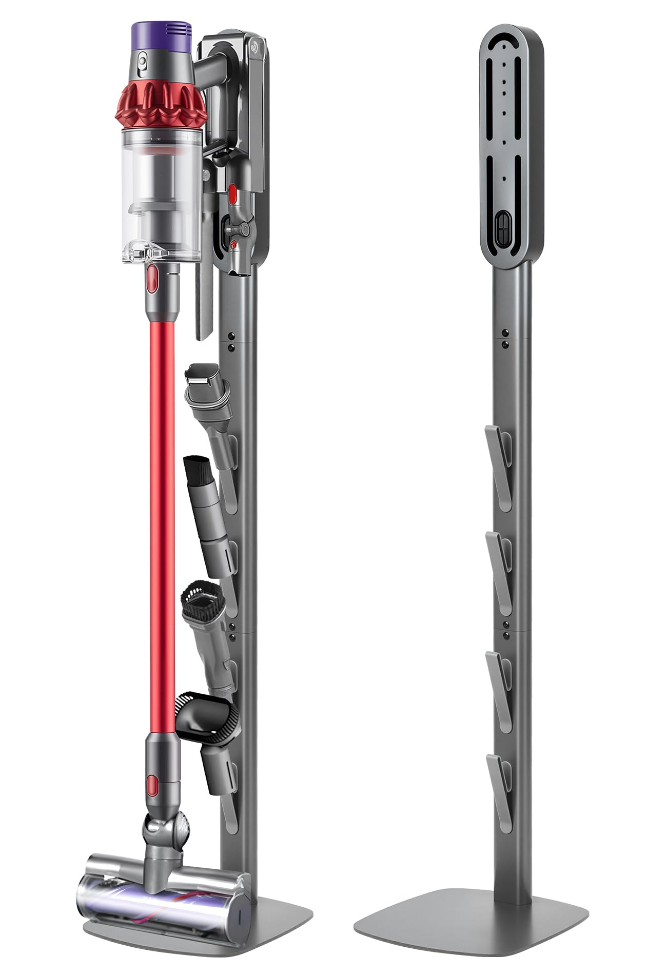 SIOMK Vacuum Stand for Dyson Gen5 V15 V12 V11 V10 V8 V7 V6, Drill-Free Standing Dock with Hidden Cord & Space-Saving Design, Stable Metal Organizer for Cordless Cleaner & Attachments, Easy Assembly