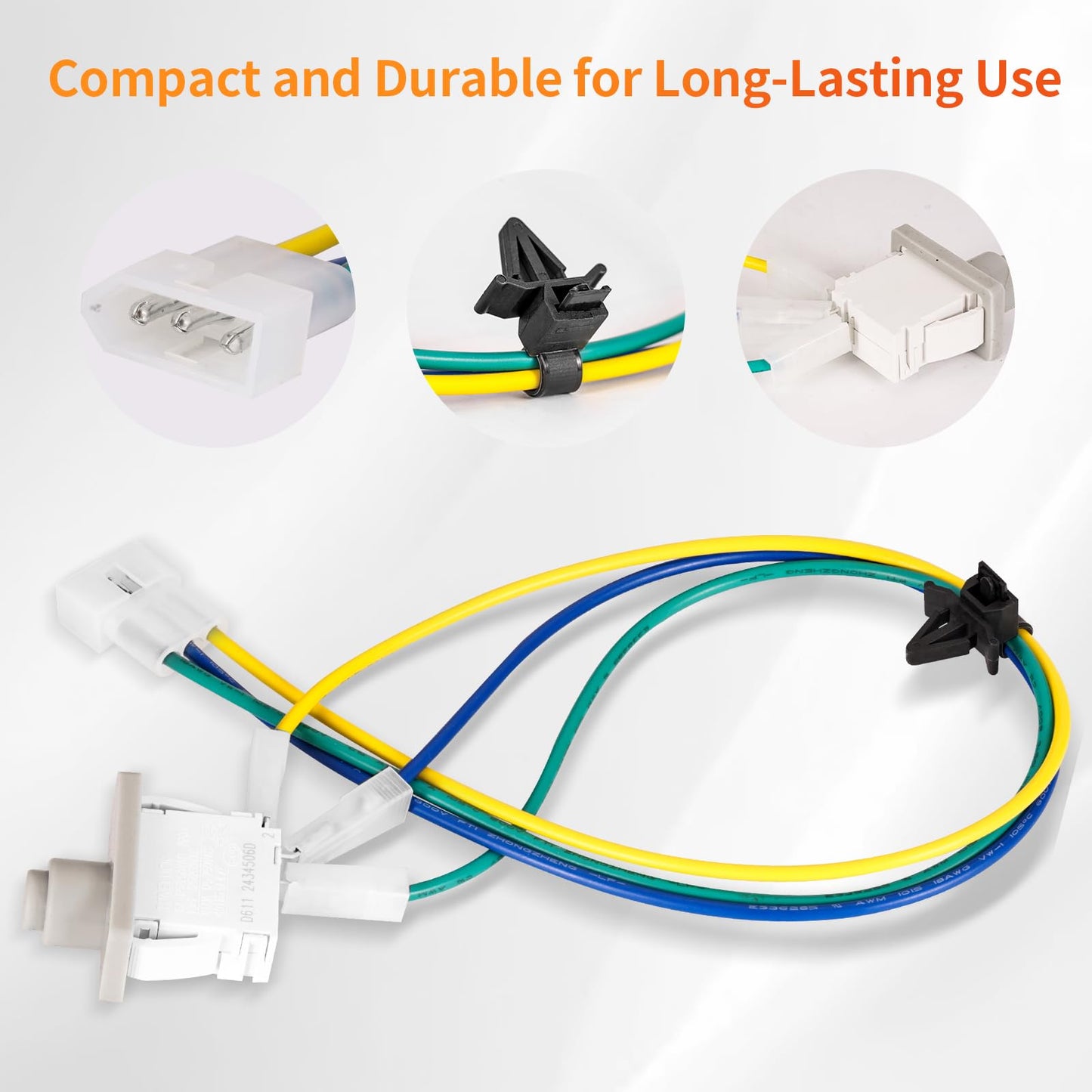 8283288 Dryer Door Switch with Wire Compatible with Whirlpool and ForeverPRO WP8283288 - Fits Part Numbers 4165281, 4371407, WPW10318609, W10318609, 8574875, W10128087, 8519323