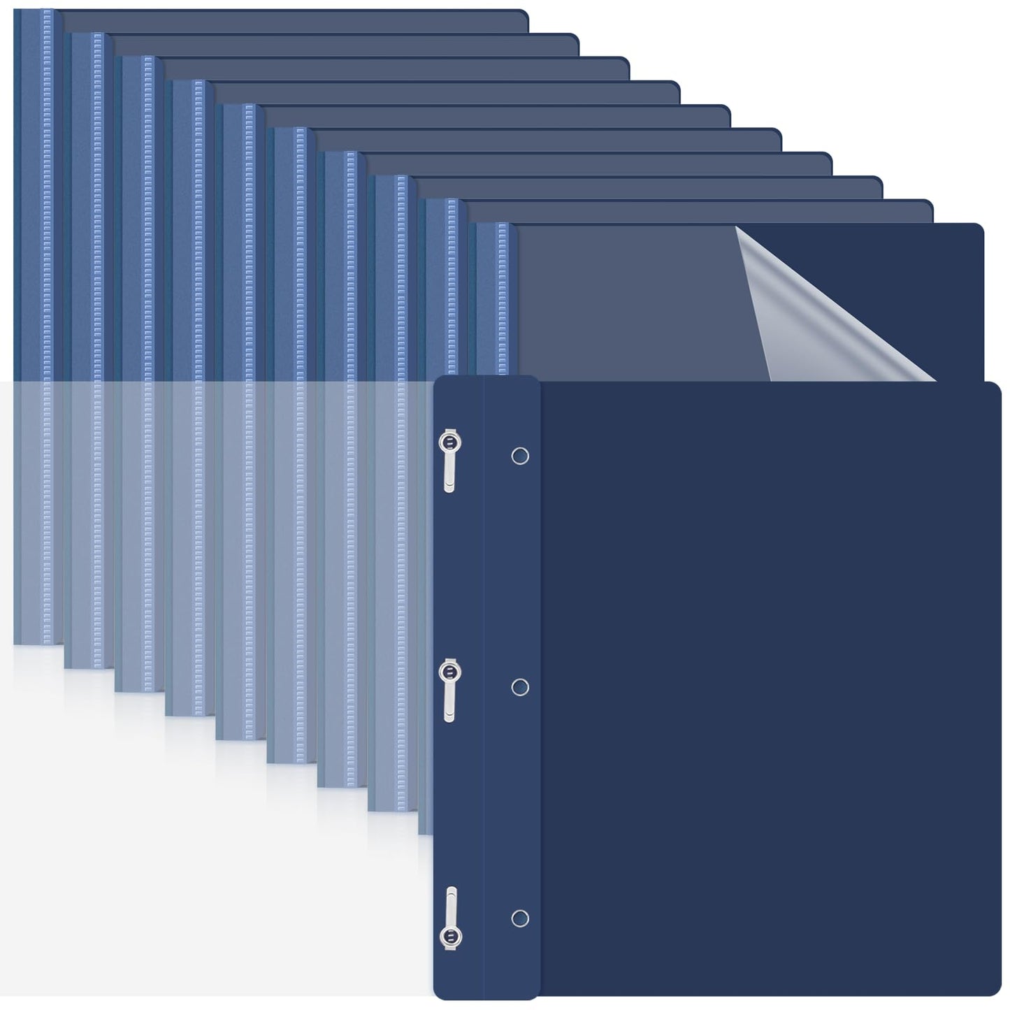 Teling 72 Pack Clear Front Report Covers Bulk Business Report Covers Plastic Presentation Folders Resume Portfolio Folder Paper Binder with 3 Prongs for Presentation Document School Office (Navy Blue)