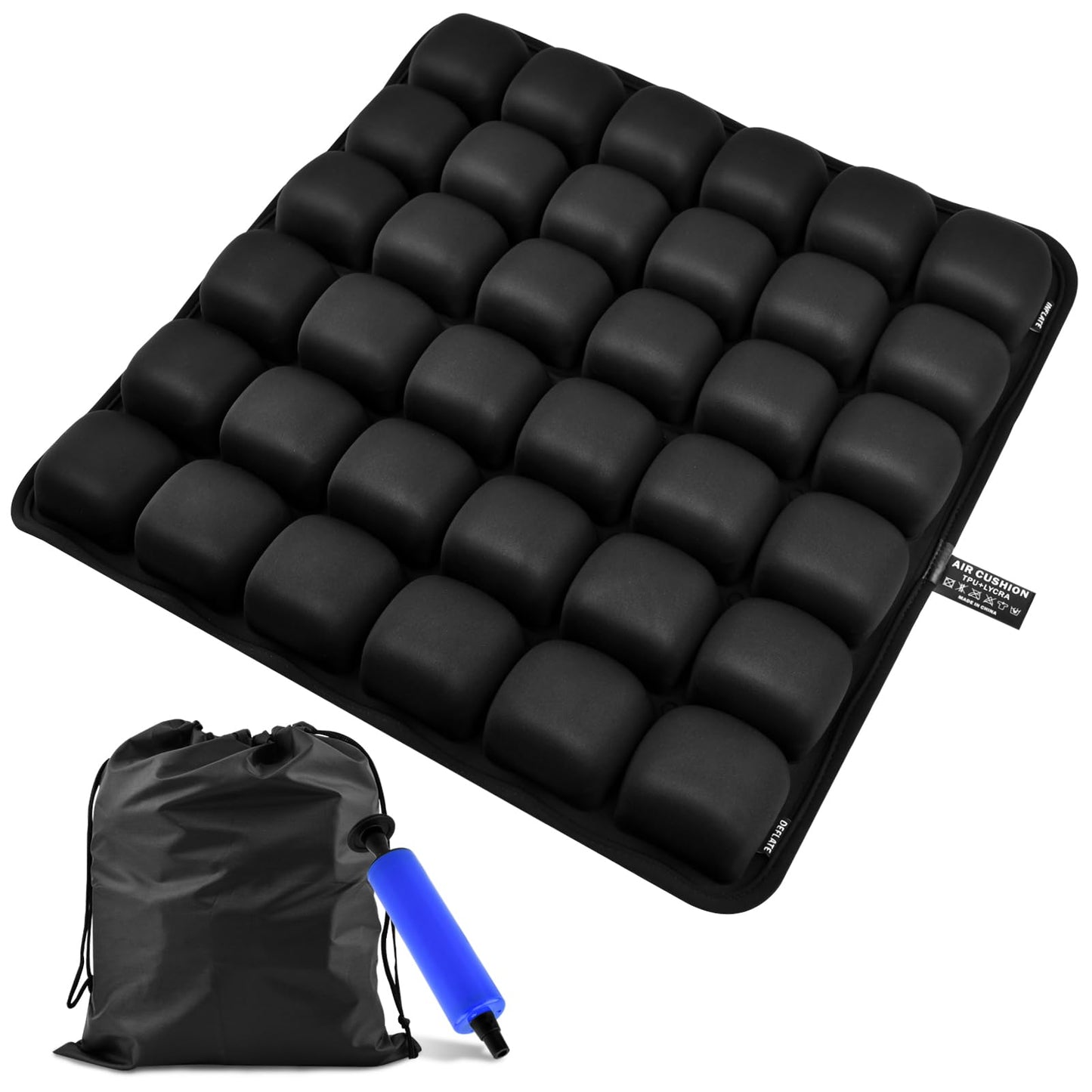 Yonderfume 3D Air Cell Inflatable Seat Cushion, 36 Airbags Airplane Seat Cushion for Long Flights, Pressure Relief for Tailbone & Hip Pain, Wheelchair Cushions with Air Pump