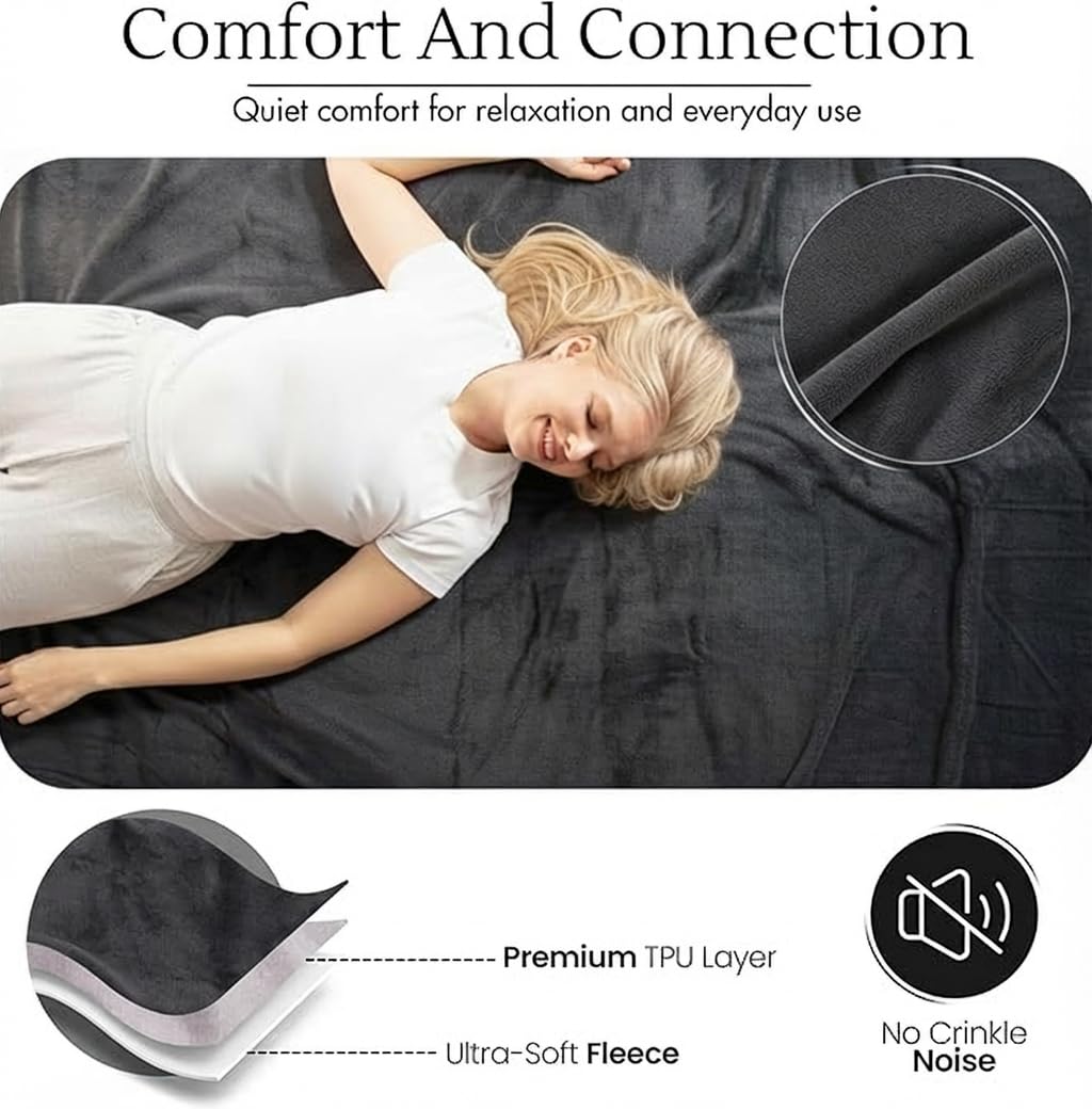 CREW FLX Waterproof Blanket for Bed (80"x60" Queen Size) Reversible Plush Fleece, Moisture Absorbent TPU Layer Stain Proof Couch Bed Mattress Water Proof Cover Light/Dark Gray