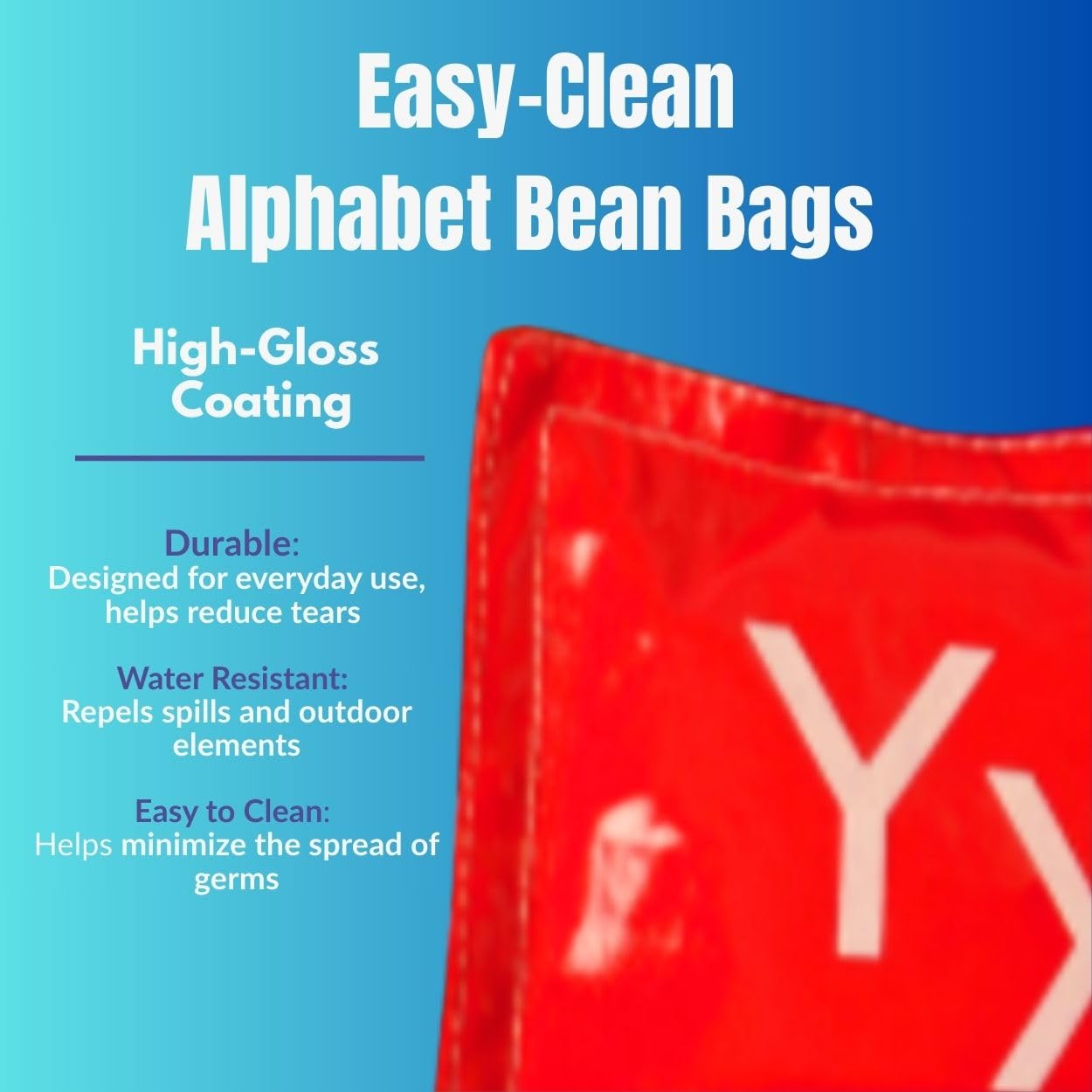 Constructive Playthings Alphabet Bean Bag Set for All Ages, 26 Vinyl Bean Bags with Uppercase and Lowercase Letters, Learning Toy for Letter Recognition