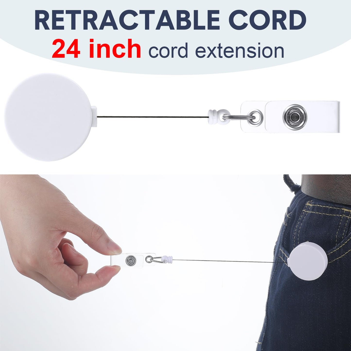 Tatuo 100 Pcs Retractable Badge Reels Round ID Badge Holders Nursing Name Reels with Swivel Alligator Clip and Vinyl Card Strap for Students Teachers Nurses Volunteer(Neutral Style)