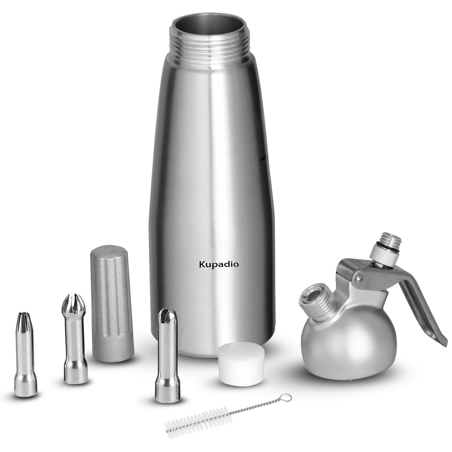 Professional Aluminum Whipped Cream Dispenser Cream Maker 500mL (1 Pint) for Desserts Gourmet Cream Whipper with 3 Decorating Nozzles- N2O Chargers (Not Included)