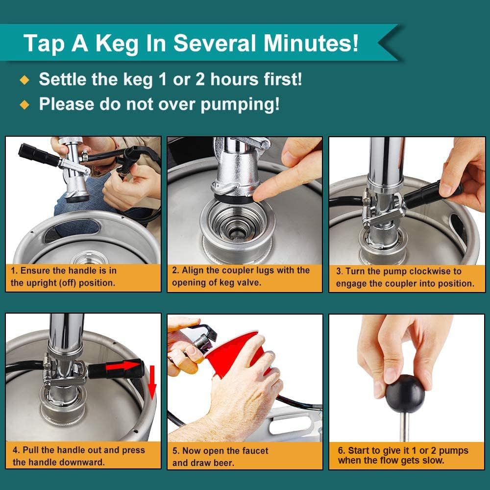 FERRODAY 8" Keg Tap Keg Pump D-System Beer Taps for Kegs US Keg Pump for Beer Keg Tap Kit Beer Keg Tap Beer Tap Keg Pump Tap Keg Taps for Beer Pump Keg Hand Pump Keg Tap for Beer Keg Tapper Party Tap
