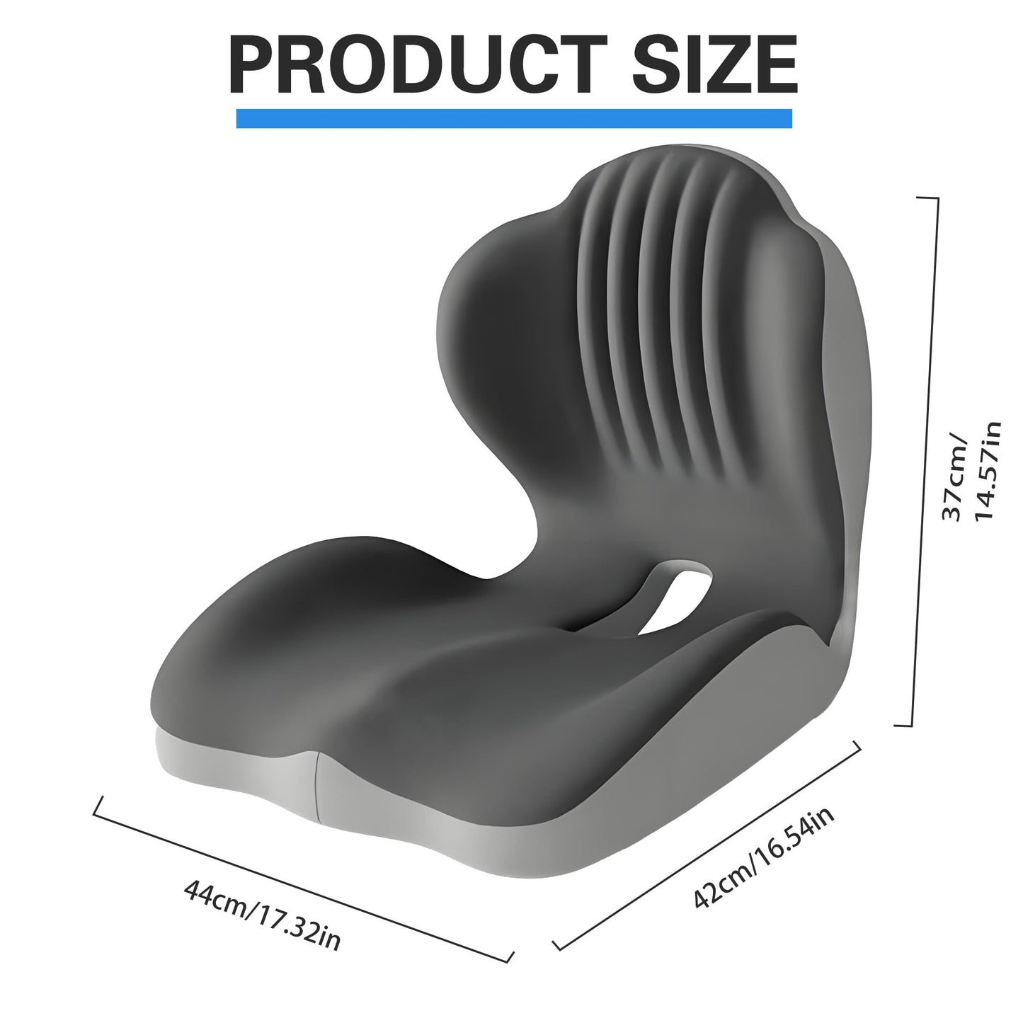 Seashell Memory Foam Seat Cushion -for Office Chair, Truck seat, Car Seat,Desk Chair, Airplane L-Shaped Back Support & Sciatica Relief & Tailbone Coccyx Pain Relief for Long Sitting and Driving(B&G)