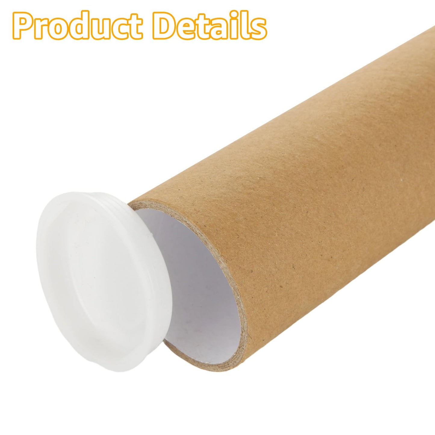 LOYORTY 40PCS 2" x 6" Mailing Tubes with Caps, Small Cardboard Shipping Tubes,Kraft Paper Tube Mailers for Shipping, Packing, Art Prints, Maps, Blueprint