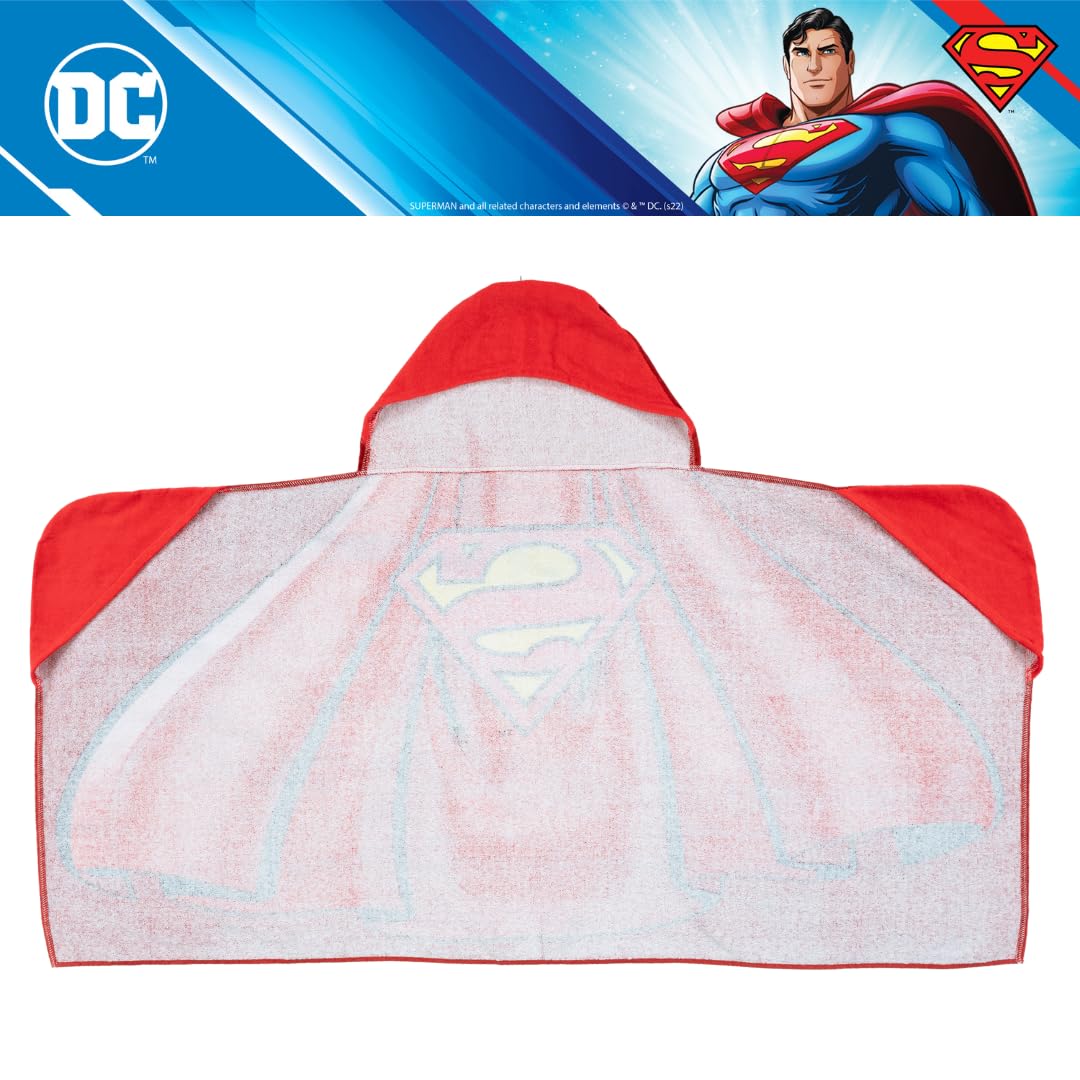 Franco Superman DC Comics Cape Kids Super Soft Bath/Pool/Beach Soft Cotton Terry Hooded Towel Wrap, 24 in x 50 in, (Officially Licensed Product)