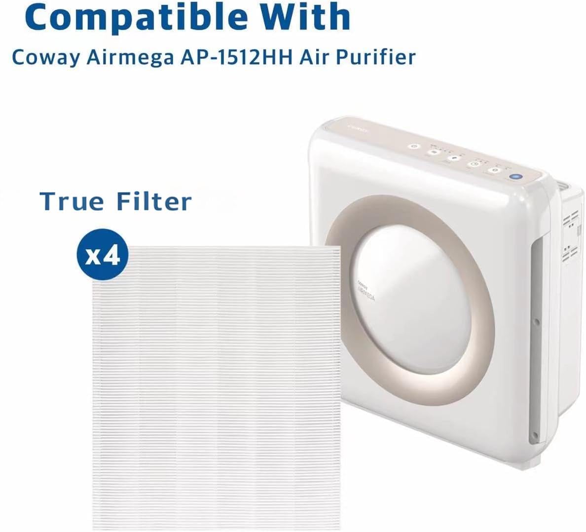 Airmega AP-1512HH Replacement Filter for Coway air purifier, Compatible with Coway Airmega AP1512HH Air Purifier, 3304899, 4 Filters