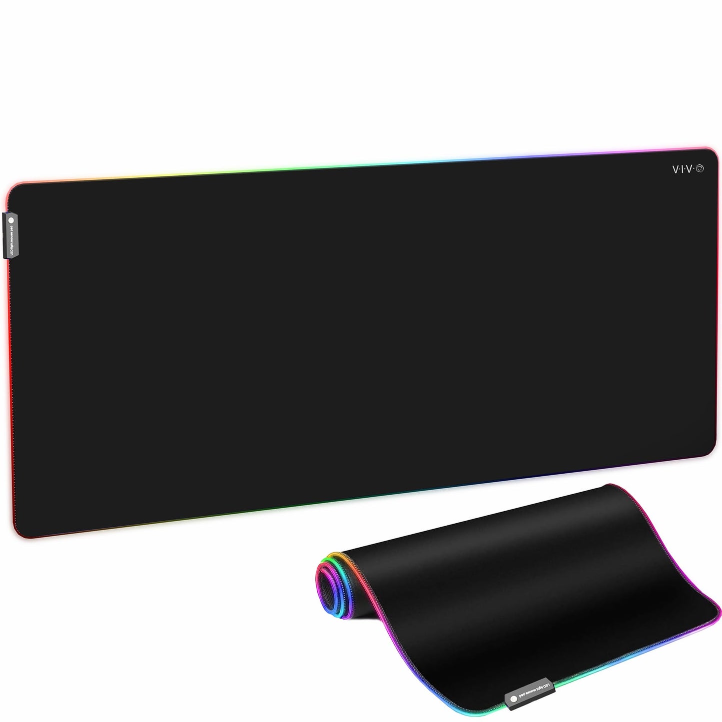 VIVO Large 60 x 24 inch Full Size Desk Pad with RGB Lighting for Office Ambience and Immersive Gaming, Oversized Mouse Pad Table Top Cover, 12 Color Modes, Non-Slip Base, Black, DESK-PAD60-24
