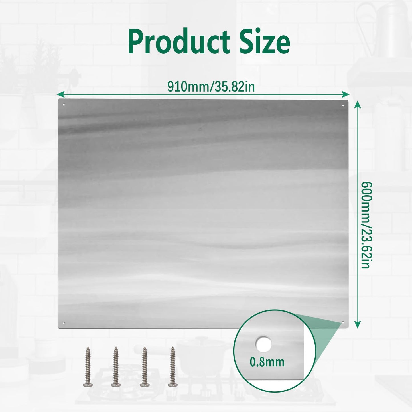 LTSEAME 36" x 24" Stainless Steel Stove Backsplash Panel Flush Mount Splash Guard for Kitchen Wall, Heat & Stain Resistant, Easy Installation with Pre-Drilled Holes