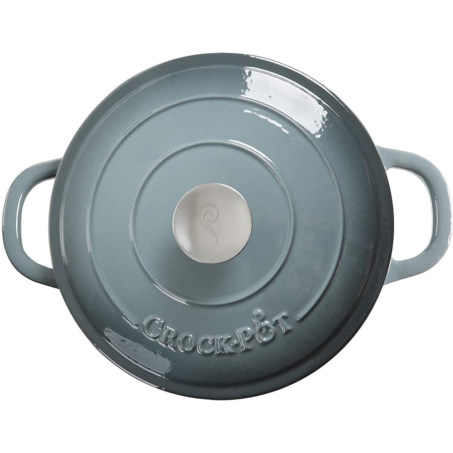 Crock-Pot Artisan 7-Quart Round Enameled Cast Iron Dutch Oven – Slate Gray, Heavy-Duty Cookware for Slow Cooking, Baking, Roasting with Lid