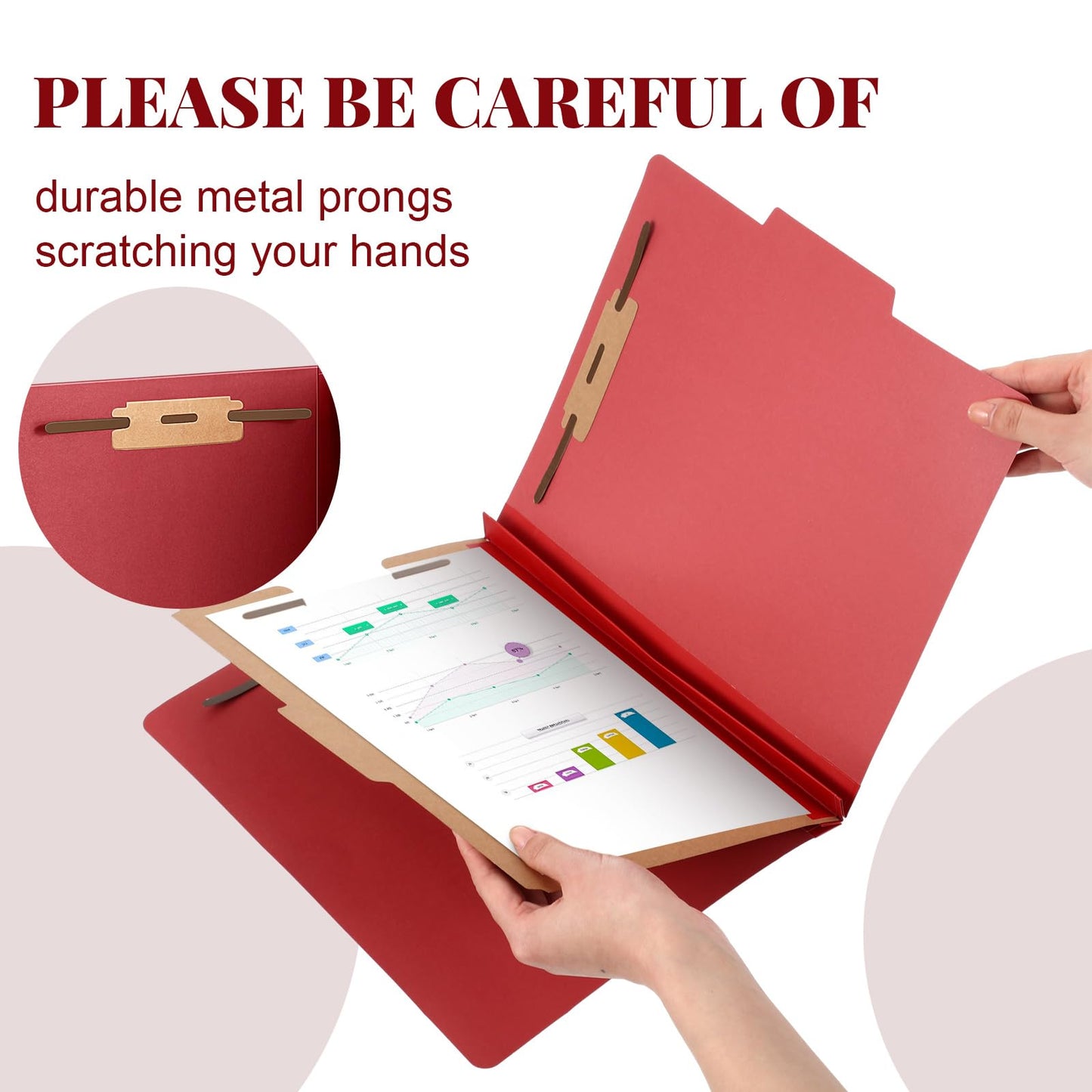 Skyygemm 24 Pcs Classification Folders Letter Size, 1 Divider Pressboard File Folder with Fasteners, Expanding File Organizer Bulk for School Teachers, Office Employee, Coworker, Staff (Red)