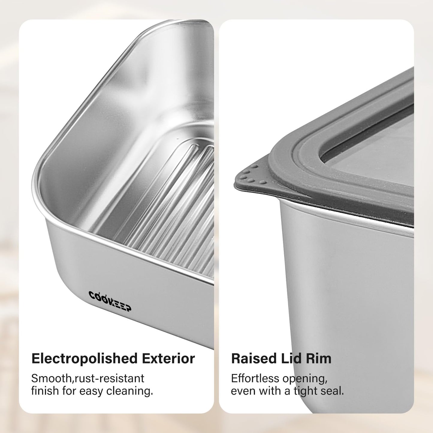 3Pcs Stainless Steel Food Containers,Stainless Steel Containers with Lids,Snack Containers,Lunch Box,Easy Clean,Airtight&Leakproof for Kitchen Storage,Dishwasher Safe,BPA-Free (22oz+44oz+77oz)