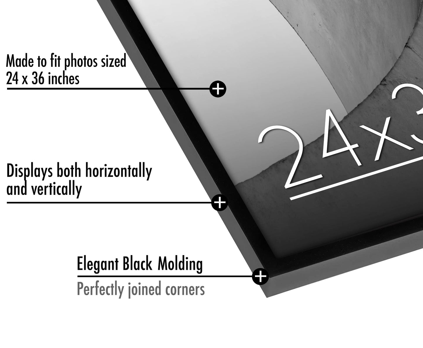 Americanflat 24x36 Poster Frame with Polished Plexiglass - Streamline Collection - Thin Border Picture Frame for Wall Display - Hanging Hardware Included - Black