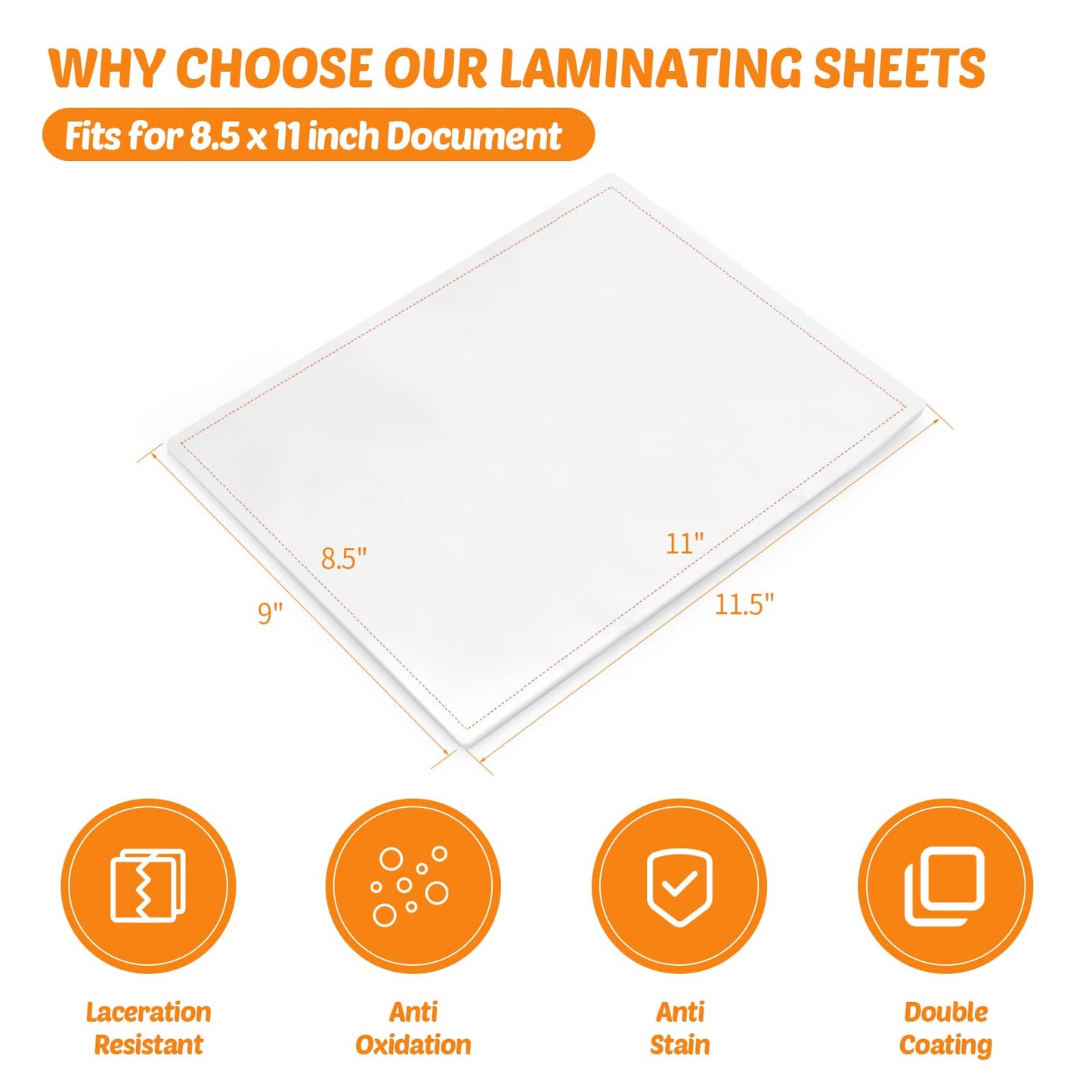 Lamtetur Thermal Laminating Pouches 9"x11.5" Inches, Holds 8.5 x 11 Inch Sheets,5mil 200Pack Hot Laminate Films, Clear Laminator Papers, Letter Size Lamination Sheets (125Mic 200Pcs)