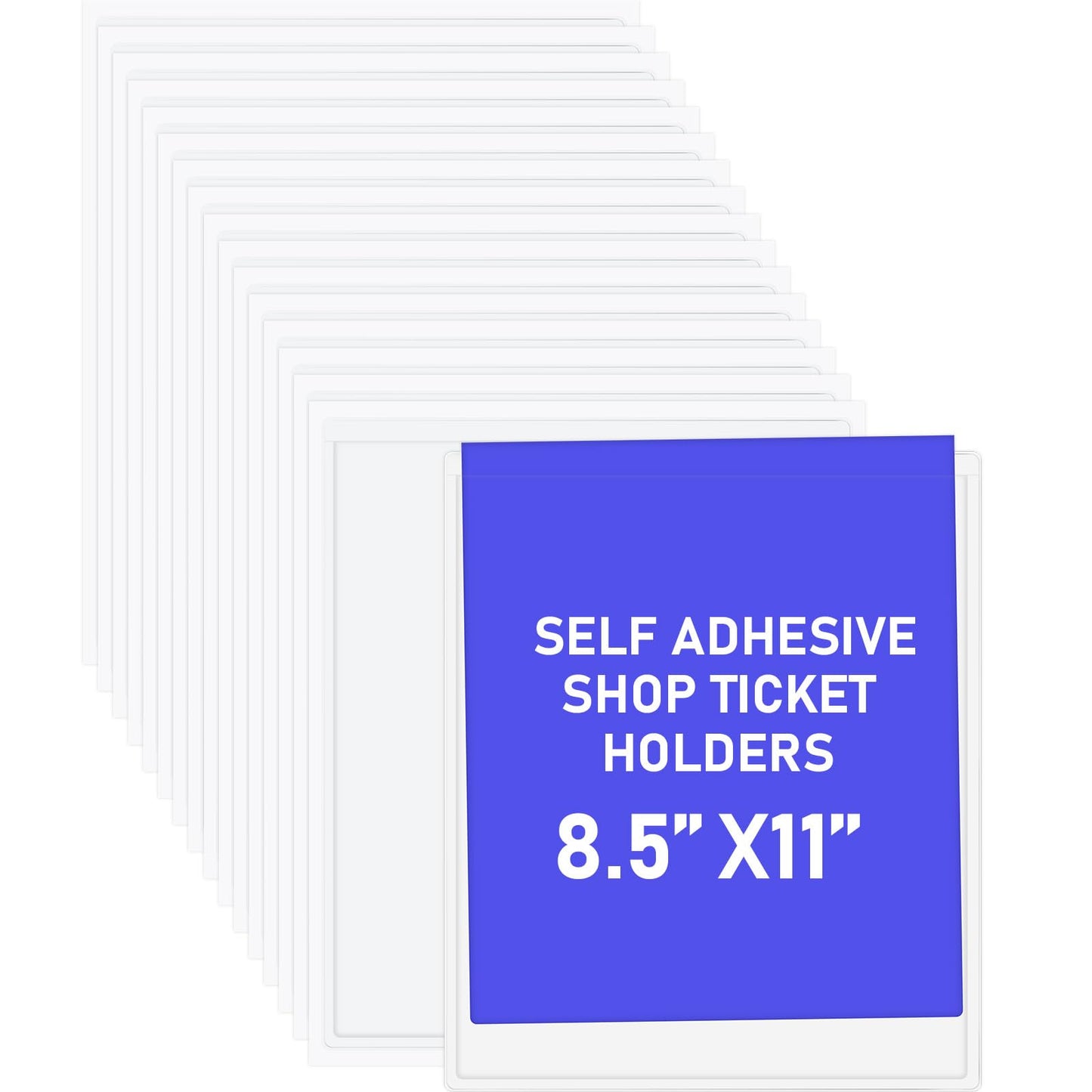 Outus 60 Pcs Self Adhesive Shop Ticket Holders Clear Plastic Sleeves Adhesive Pockets Work Order Job Ticket Holders for Back to School Student Label Home Office Posting Signs (8.5 x 11 Inch)