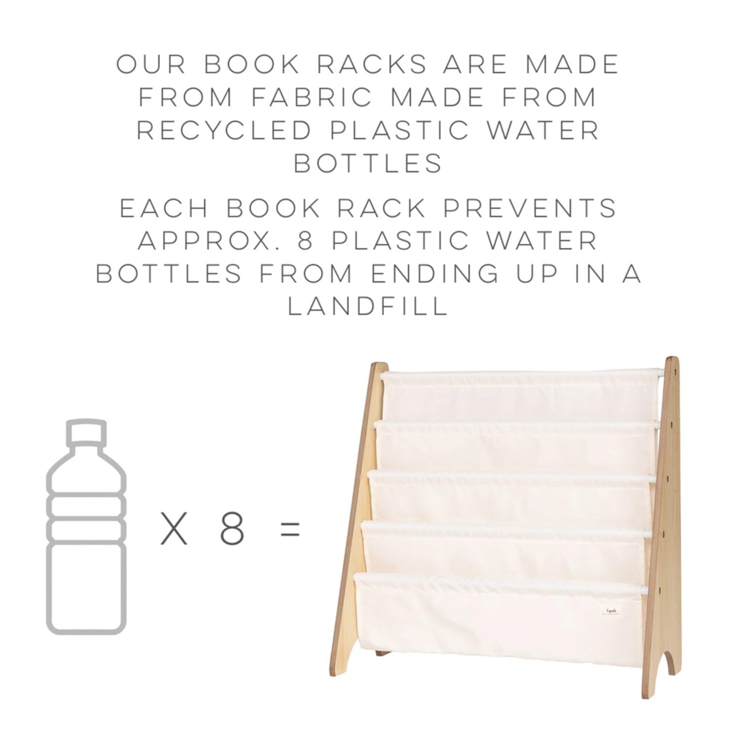3 Sprouts Kids Bookshelf with Recycled Fabric - 4-Tier Sling Storage for Kids Rooms Holds 35 Titles - Toddler Organizer for Ages 3+ - Checkered Beige