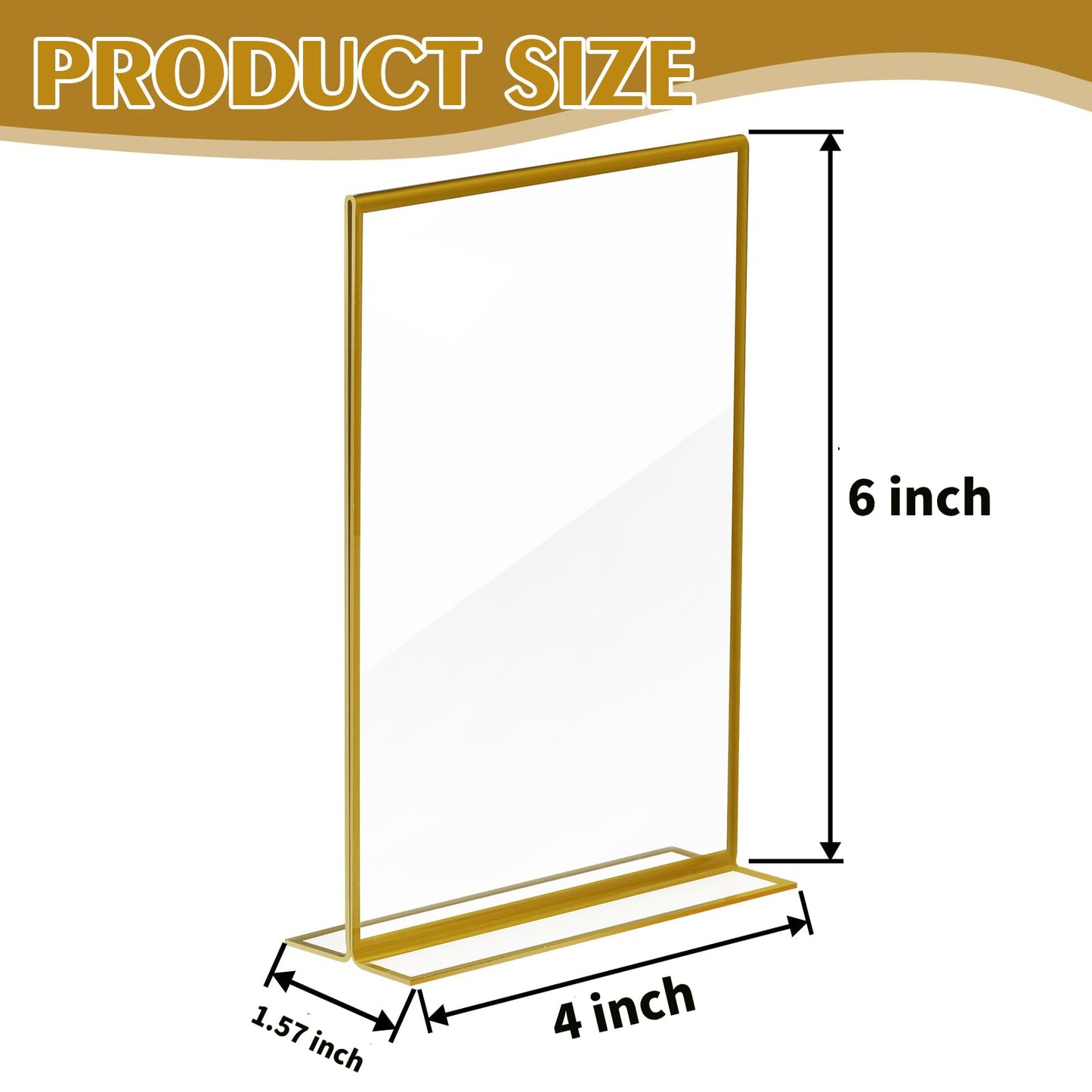 Tcevily 30 Pcs Gold Acrylic Sign Holder 4 x 6 Inch, Gold Picture Frames Double Sided Clear Wedding Table Number Holders for Wedding Restaurant Office Home Store Numbers Signs ﻿ (4 x 6 inch)