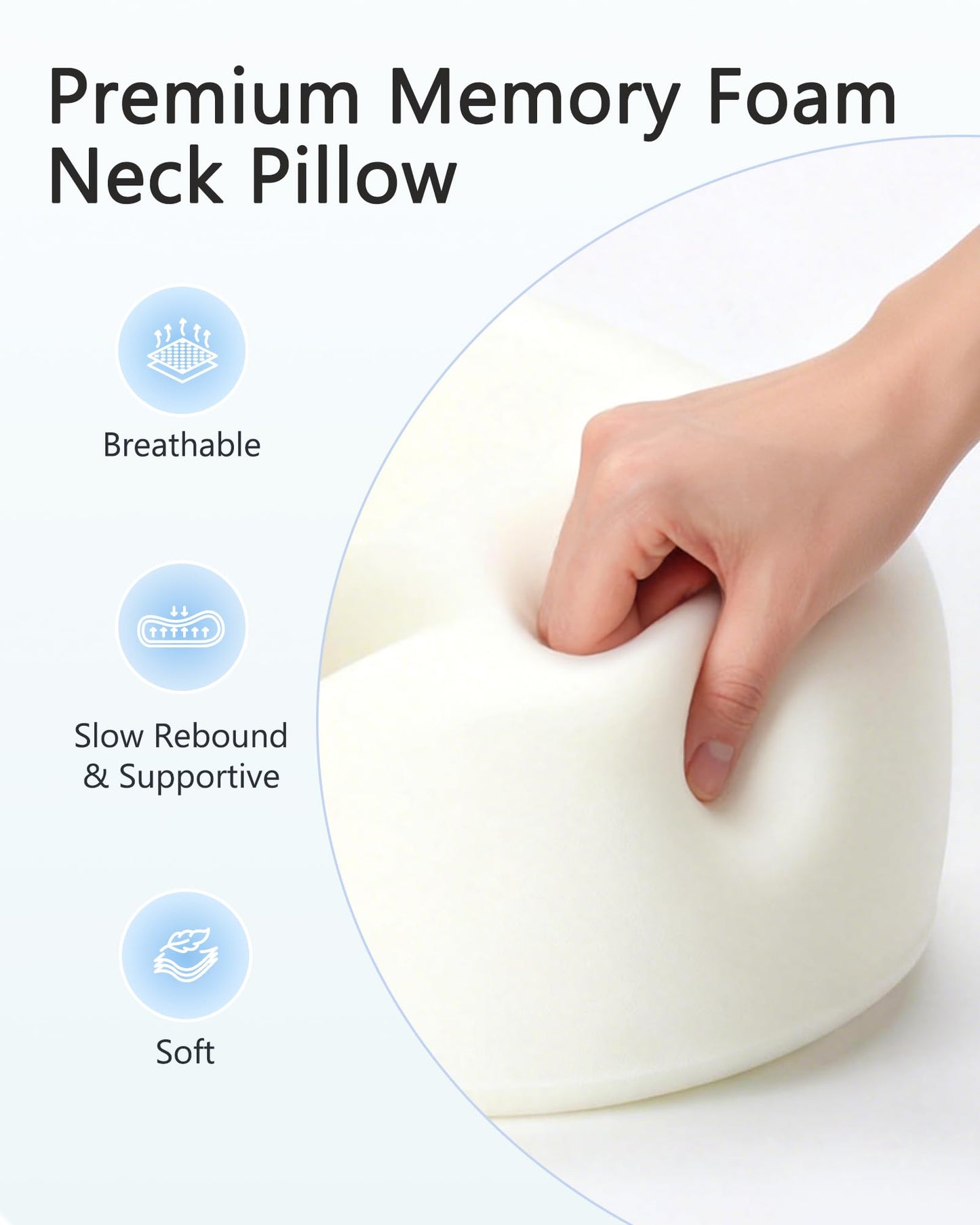 BeeVines Travel Pillow with Carry Case, Memory Foam Neck Pillows for Airplanes, 360° Wrap Around Support for Sleeping, Breathable & Washable Cover for Long Flights, Car & Train Traveling