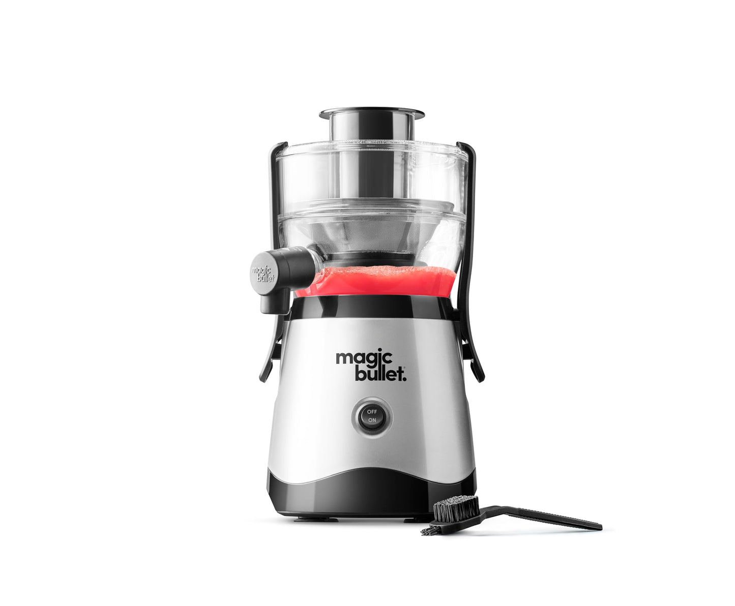 magic bullet Mini Juicer, Countertop Space-Saving, 2" Feed Chute for Fruits and Vegetables, 400W, Compact Design, Black/Silver, MBJ10100