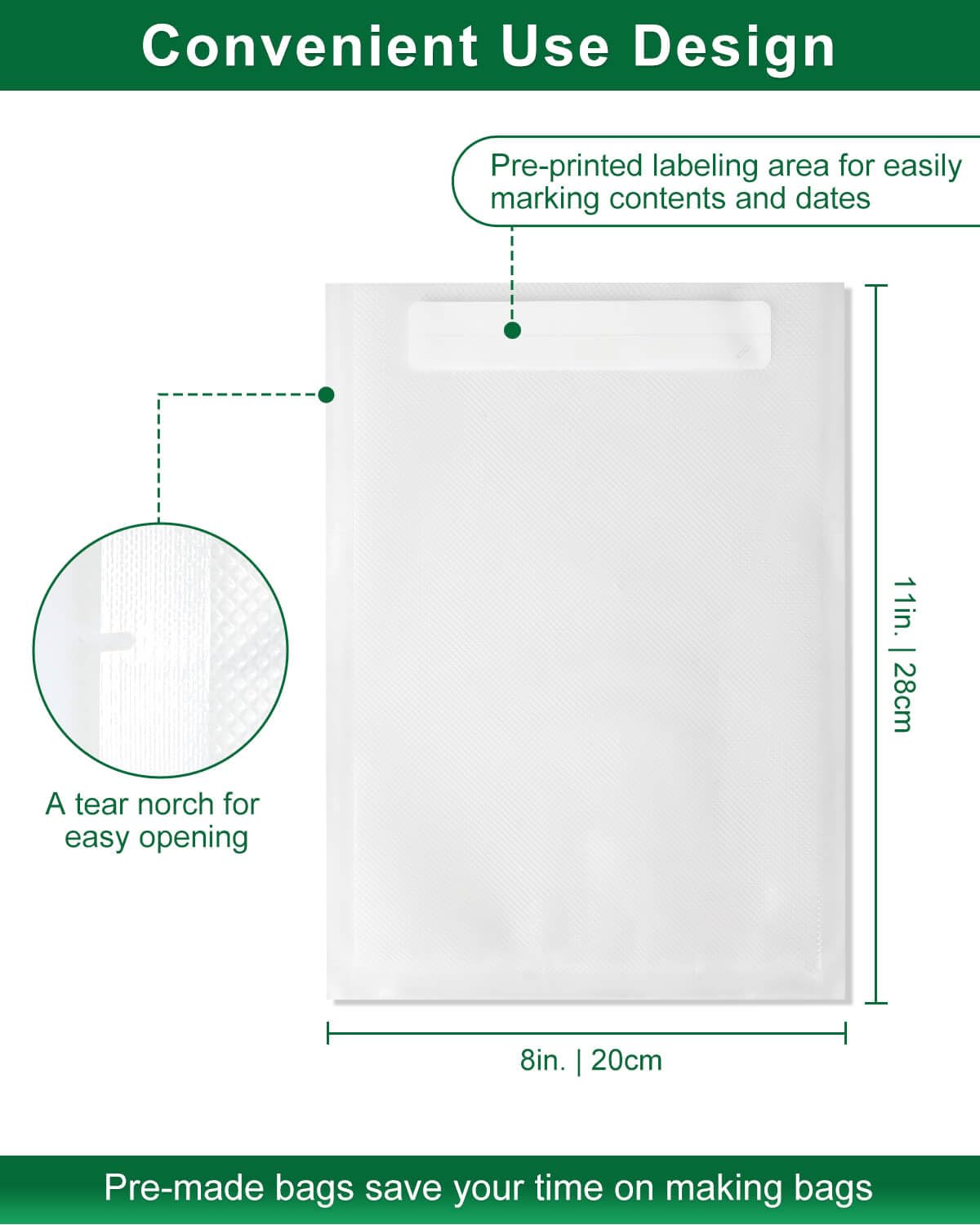 UTILIMATES Quart Vacuum Sealer Bags for Food, 8x11 Inch, BPA Free Heavy Duty Vacuum Seal Bags for Food Saver, Freezer, Seal a Meal, Sous Vide, Meal Prep, Preprinted Labeling Area, Precut 100 count