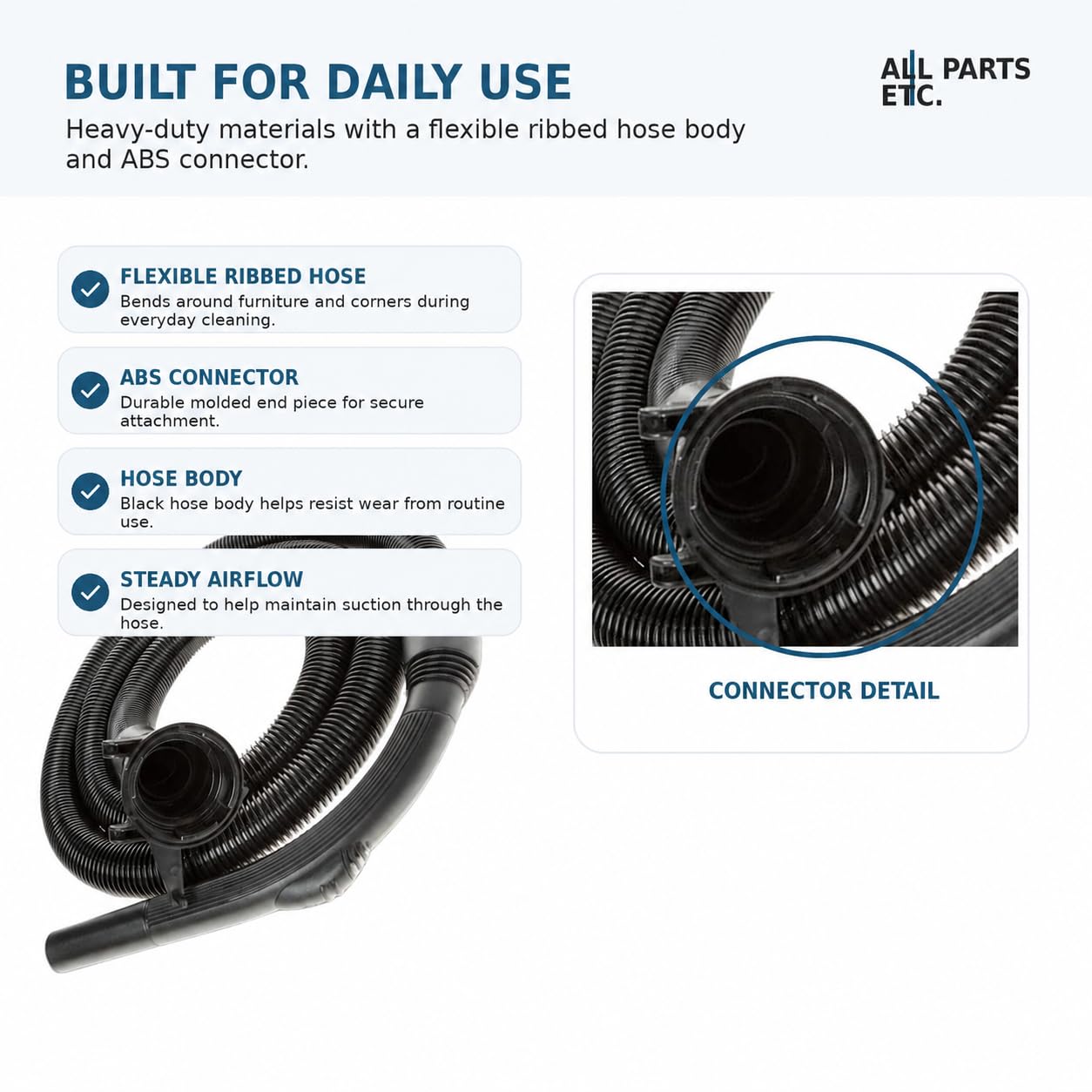 ALL PARTS ETC. 6 Ft Replacement Vacuum Hose for Kirby G Series (G3, G4, G5, G6), Sentria Models & Avalir Compatible with Ultimate G Diamond & More Vacuum Cleaner Hose Attachment