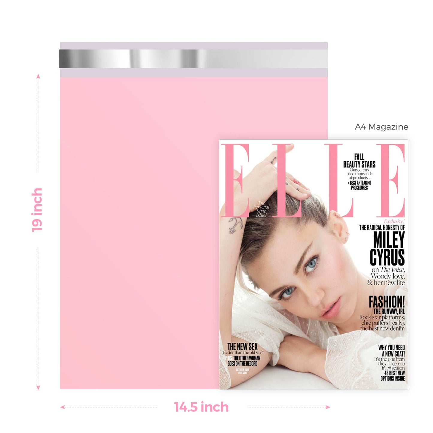 Metronic Poly Mailers 14.5x19 200 Pack, Strong Adhesive Shipping Envelopes for Clothing, Large Shipping Bags for Small Businesses, Waterproof Mailers Poly Bags for Shipping, Packages Bags Light Pink
