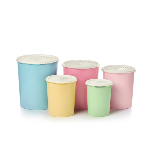 Tupperware Heritage Collection 10 Piece Nested Canister Set in Vintage Colors, Dishwasher Safe and BPA Free (5 Containers, 5 Lids)
